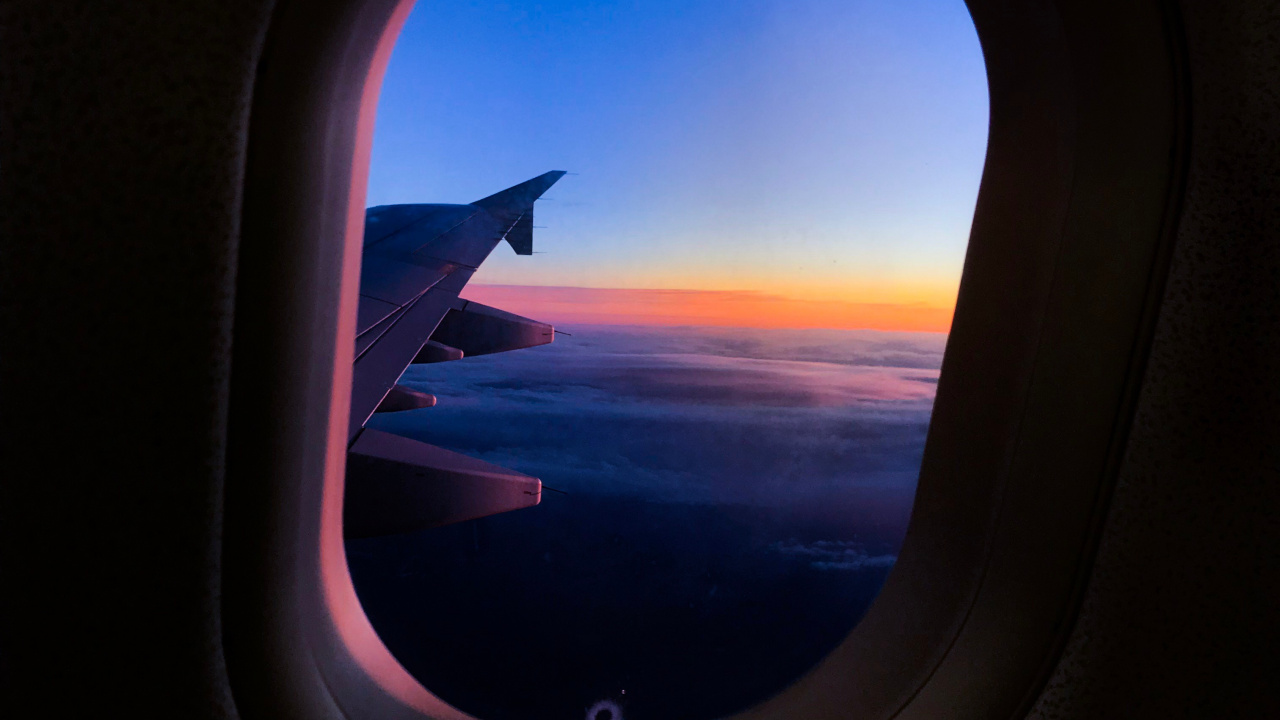 航班, 气氛, 窗口, 翼, 空中旅行 壁纸 1280x720 允许
