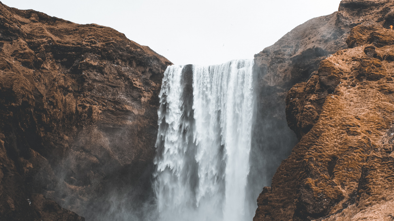 m, Böschung, Wasserfall, Wasserspiel, Rock. Wallpaper in 1366x768 Resolution