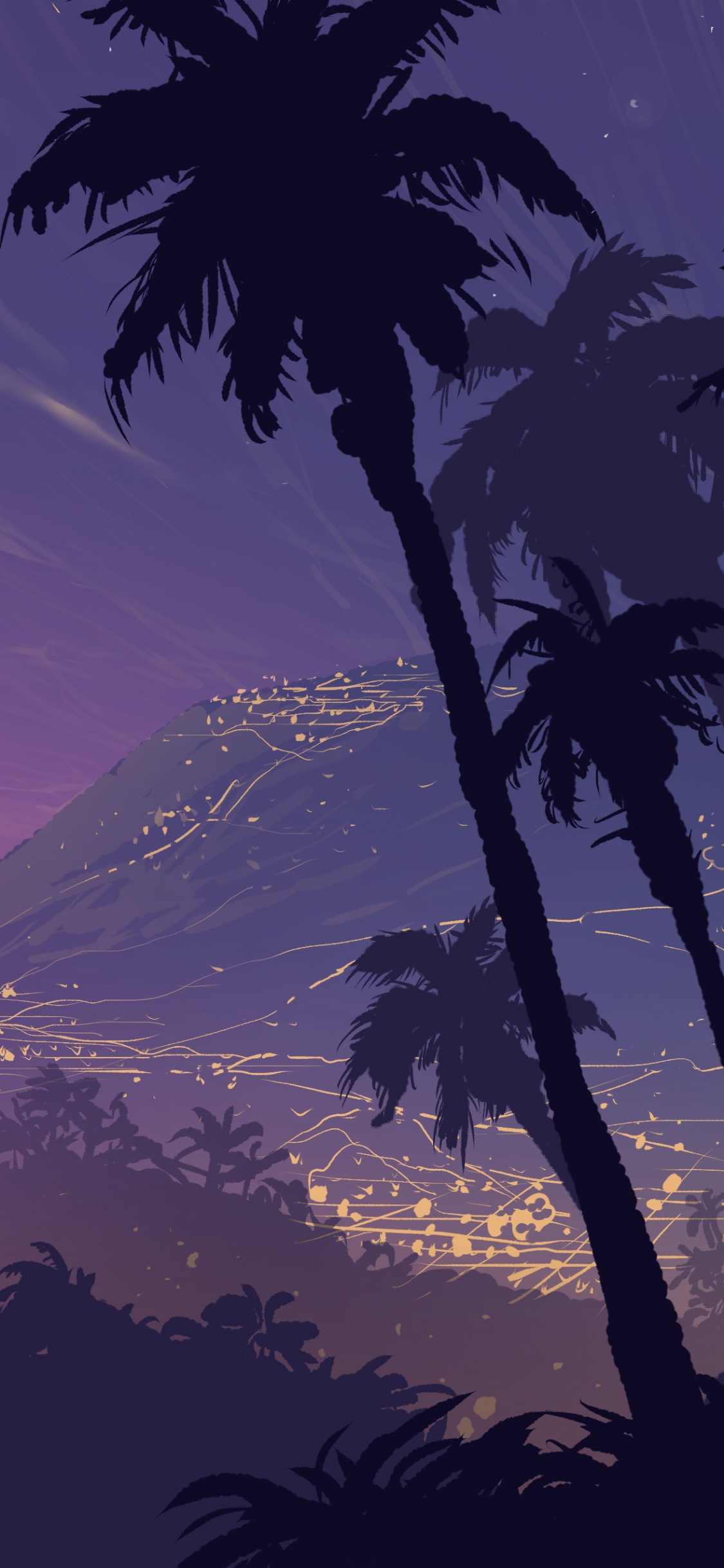 Silhouette of Palm Tree During Sunset. Wallpaper in 1125x2436 Resolution