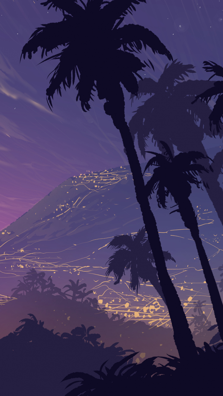 Silhouette of Palm Tree During Sunset. Wallpaper in 750x1334 Resolution