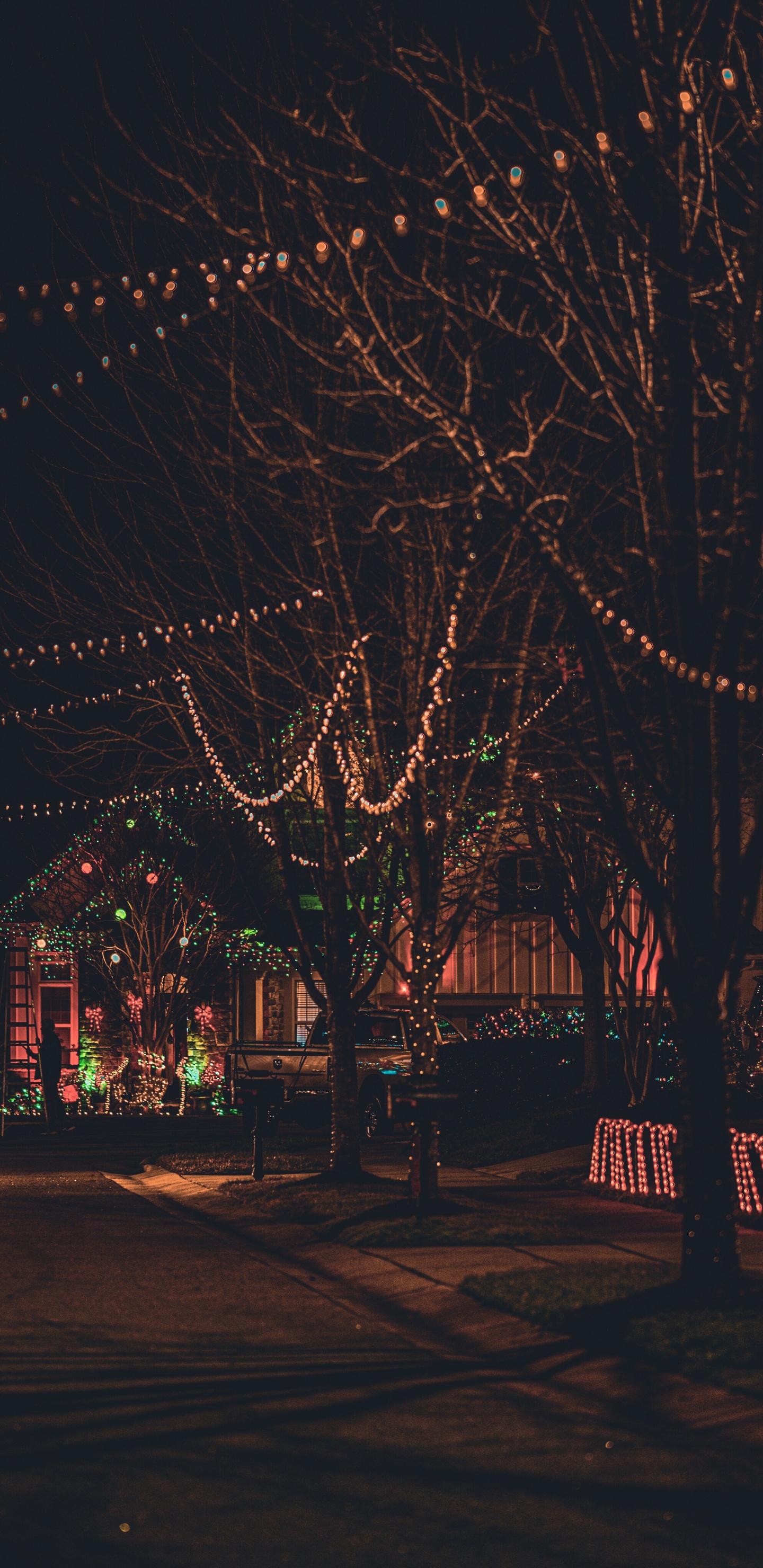 Christmas Lights, Garland, Street Light, Decoration, Ornament. Wallpaper in 1440x2960 Resolution