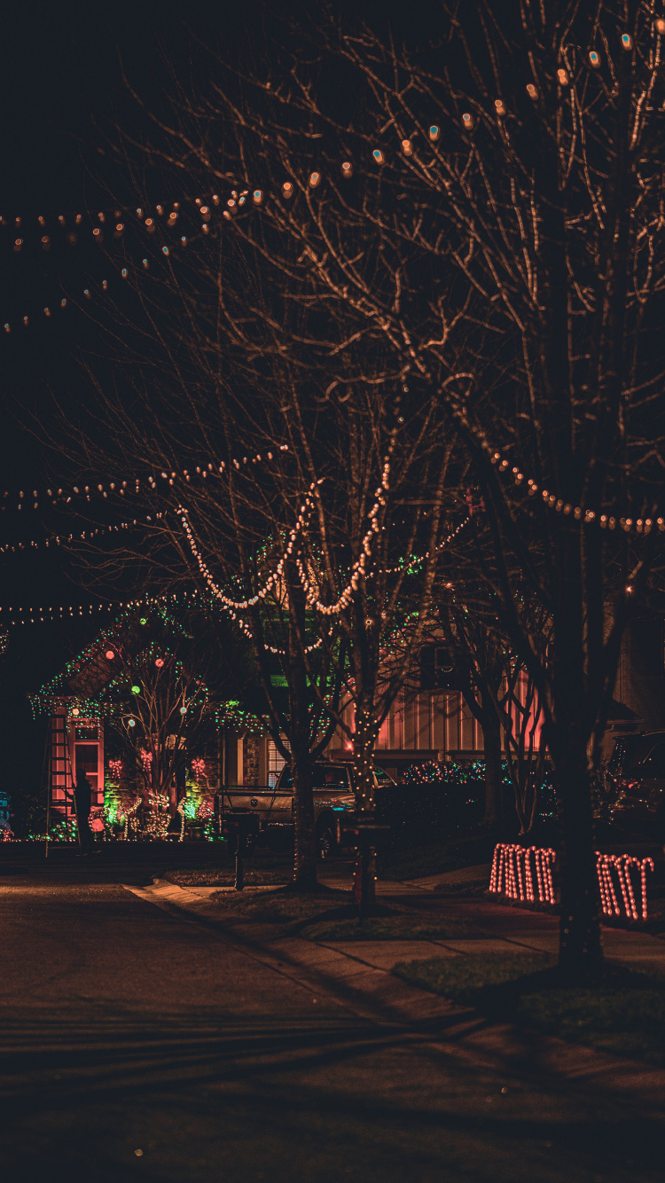 Les Lumières de Noël, Guirlande, Lumière de Rue, Décoration, Ornement. Wallpaper in 750x1334 Resolution