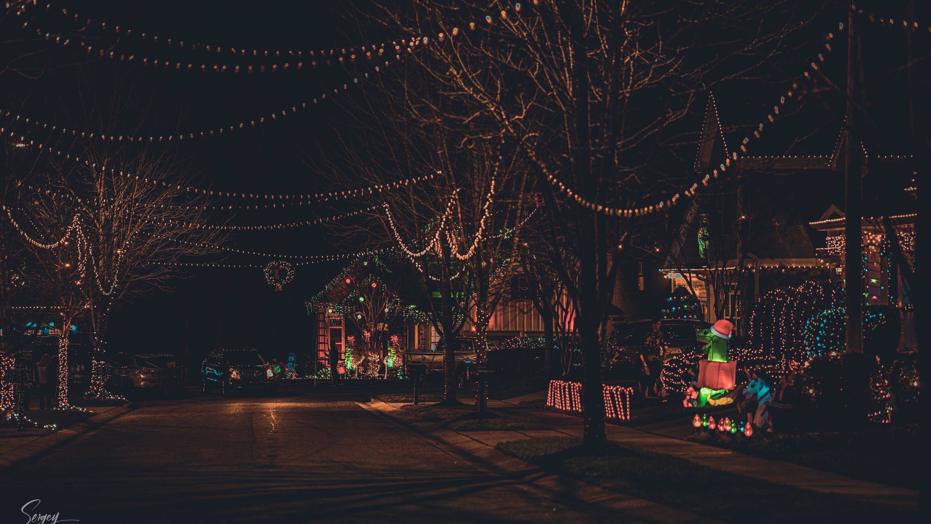 Weihnachtsbeleuchtung, Girlande, Street Light, Dekoration, Verzierung. Wallpaper in 3840x2160 Resolution