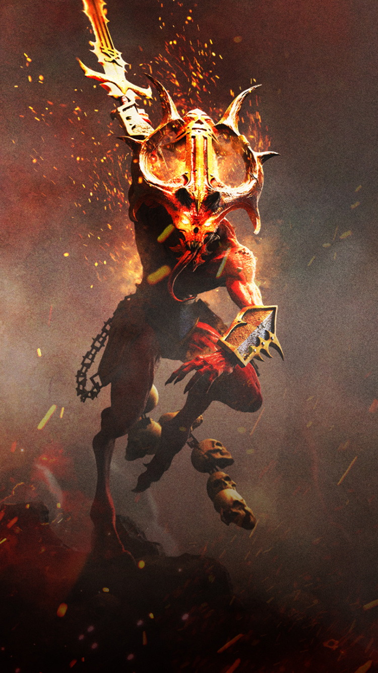 Warhammer Chaosbane, Cortar y Tajar, Demonio, Ilustración, Espacio. Wallpaper in 750x1334 Resolution