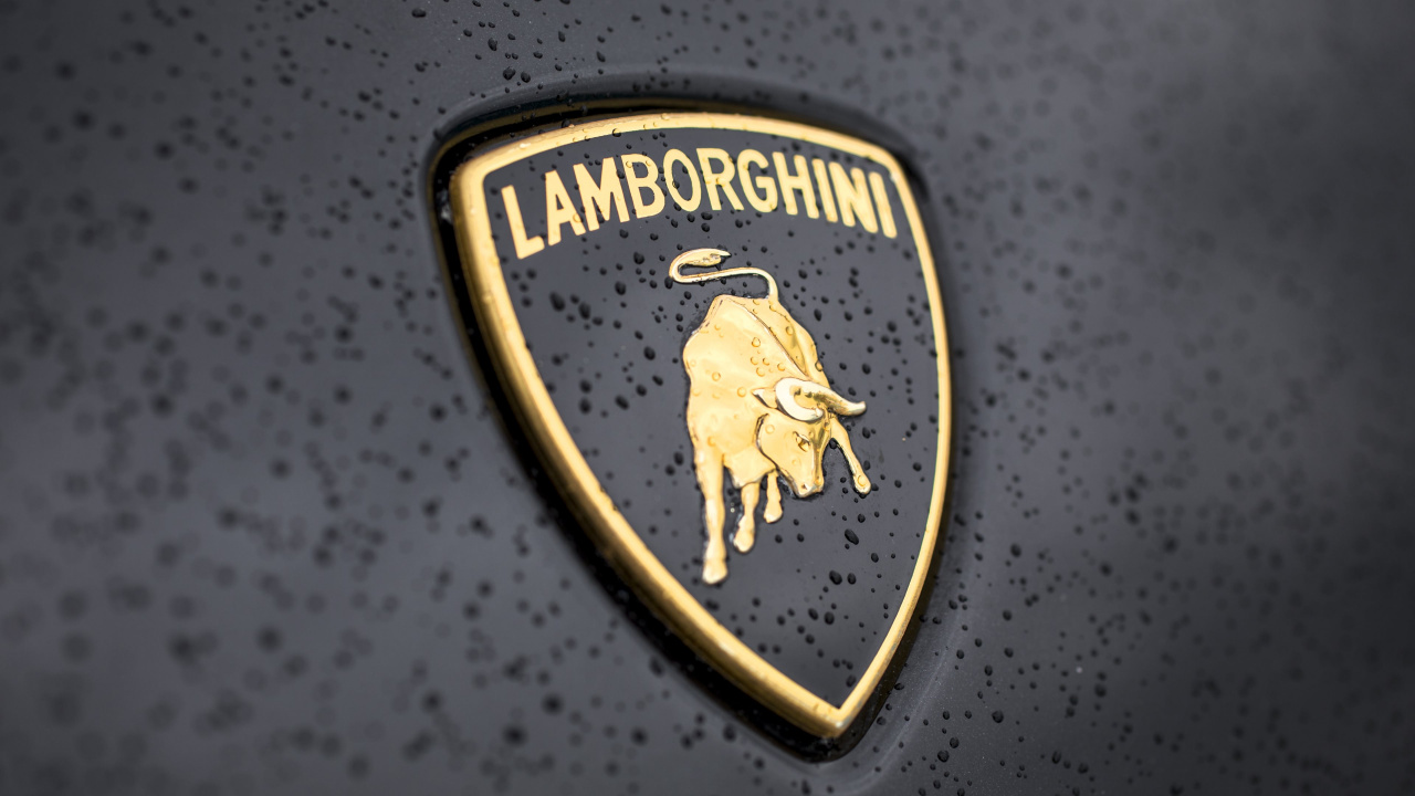 Lamborghini, Logo, Emblème, Voiture de Sport, Jaune. Wallpaper in 1280x720 Resolution