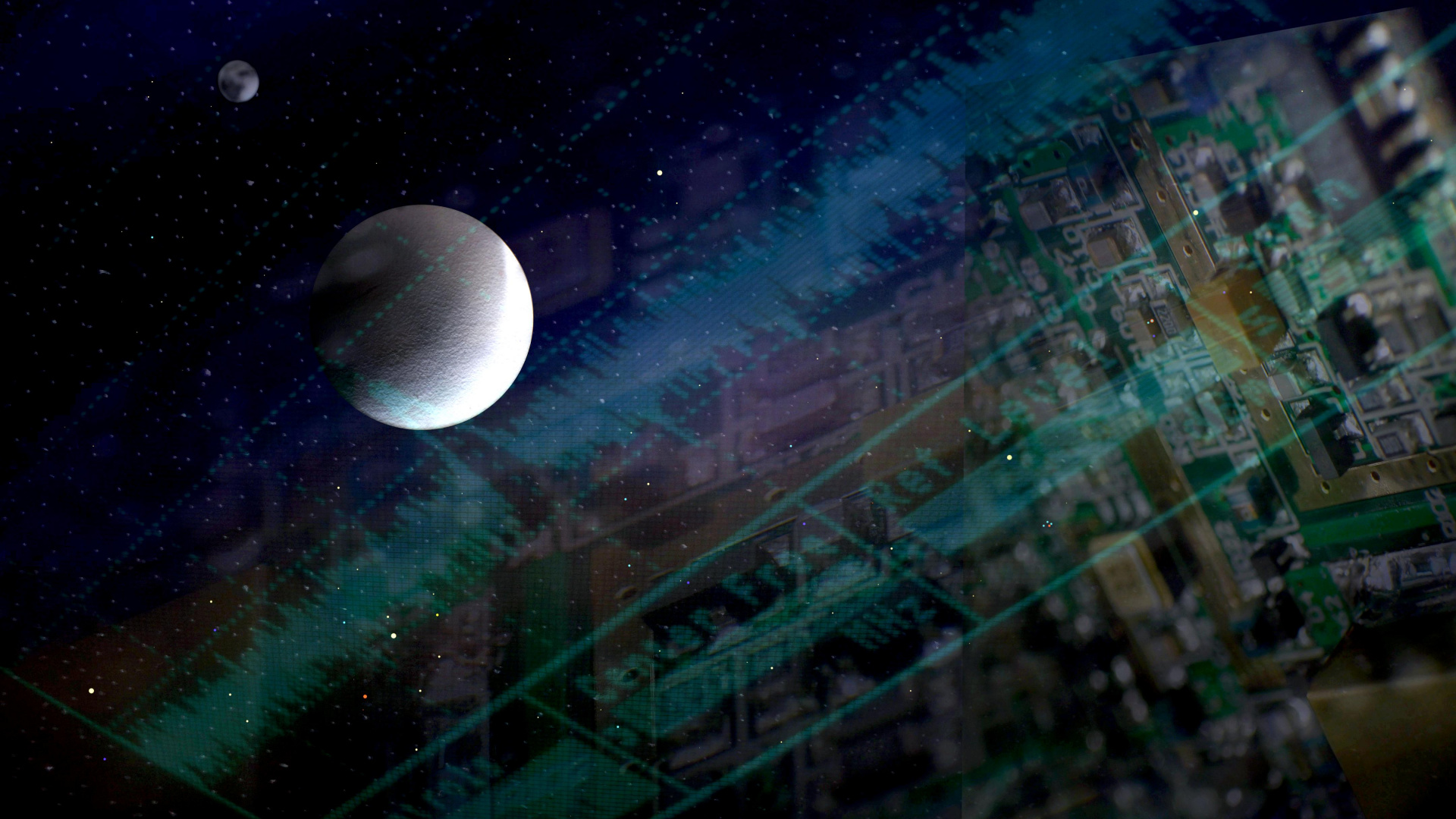 Luna Llena Sobre Los Edificios de la Ciudad Durante la Noche. Wallpaper in 1920x1080 Resolution