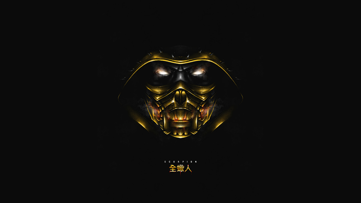 Escorpión, Gráficos, Oro, Arte, Simetría. Wallpaper in 1366x768 Resolution
