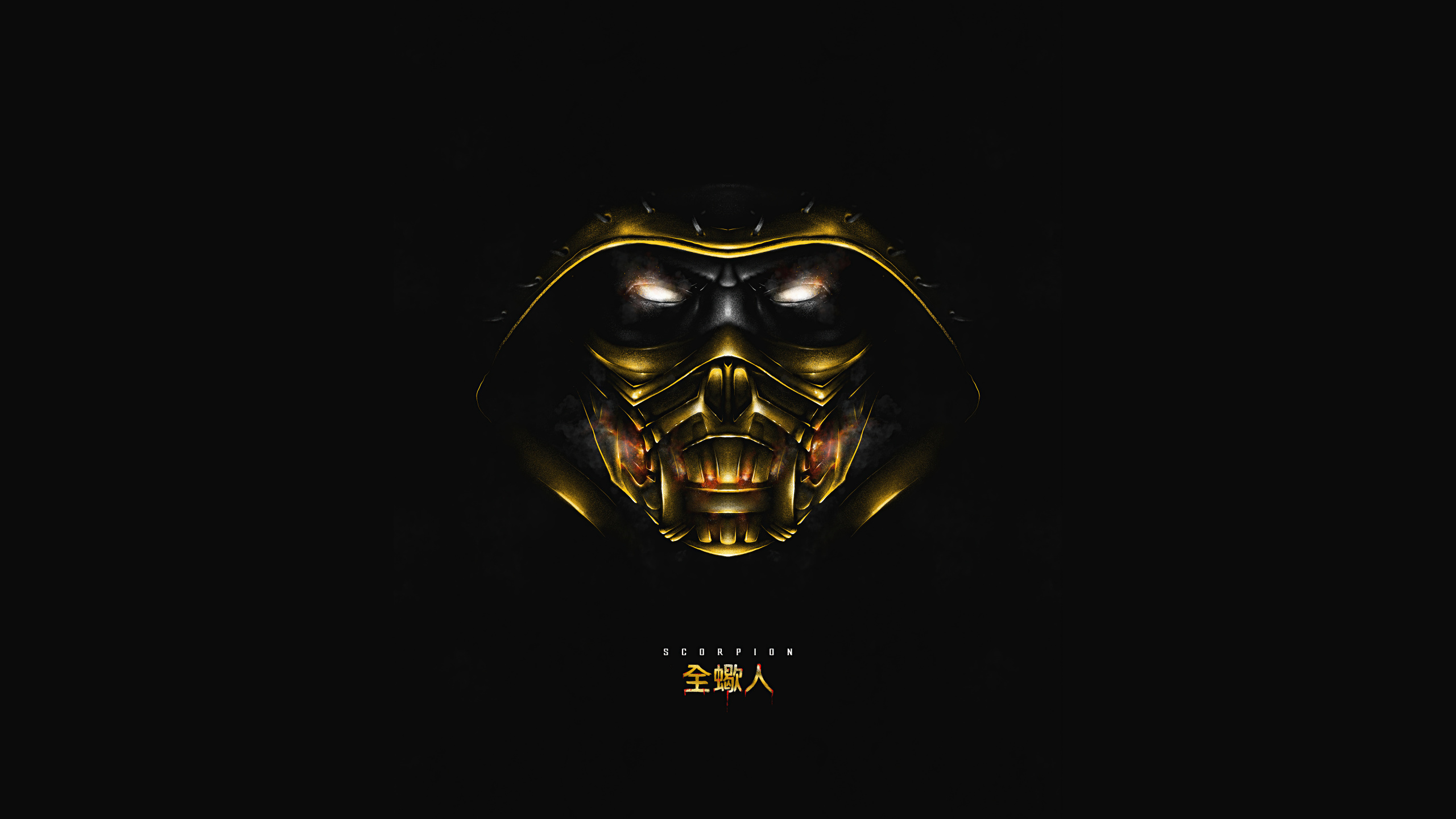Escorpión, Gráficos, Oro, Arte, Simetría. Wallpaper in 2560x1440 Resolution
