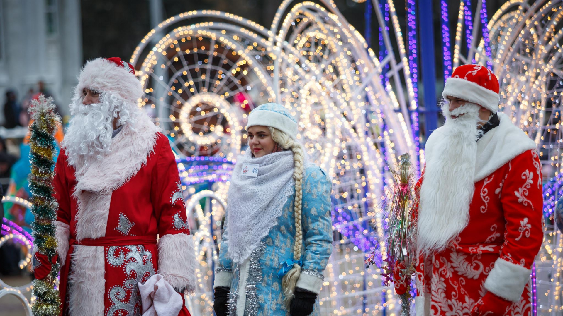 Tradición, Ded Moroz, Santa Claus, Carnaval, Decoración de la Navidad. Wallpaper in 1920x1080 Resolution