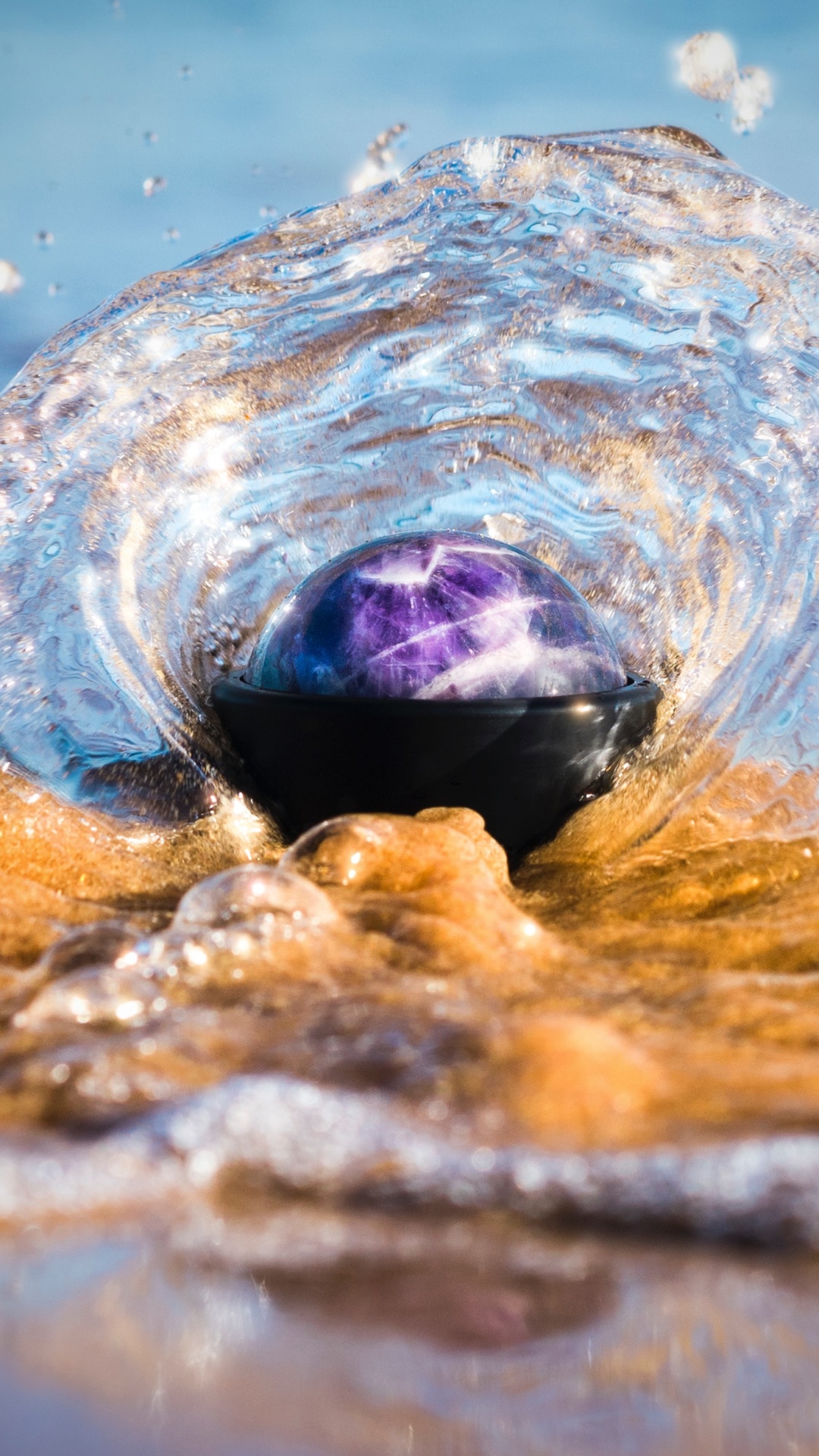 Purple Stone on Water During Daytime. Wallpaper in 1080x1920 Resolution