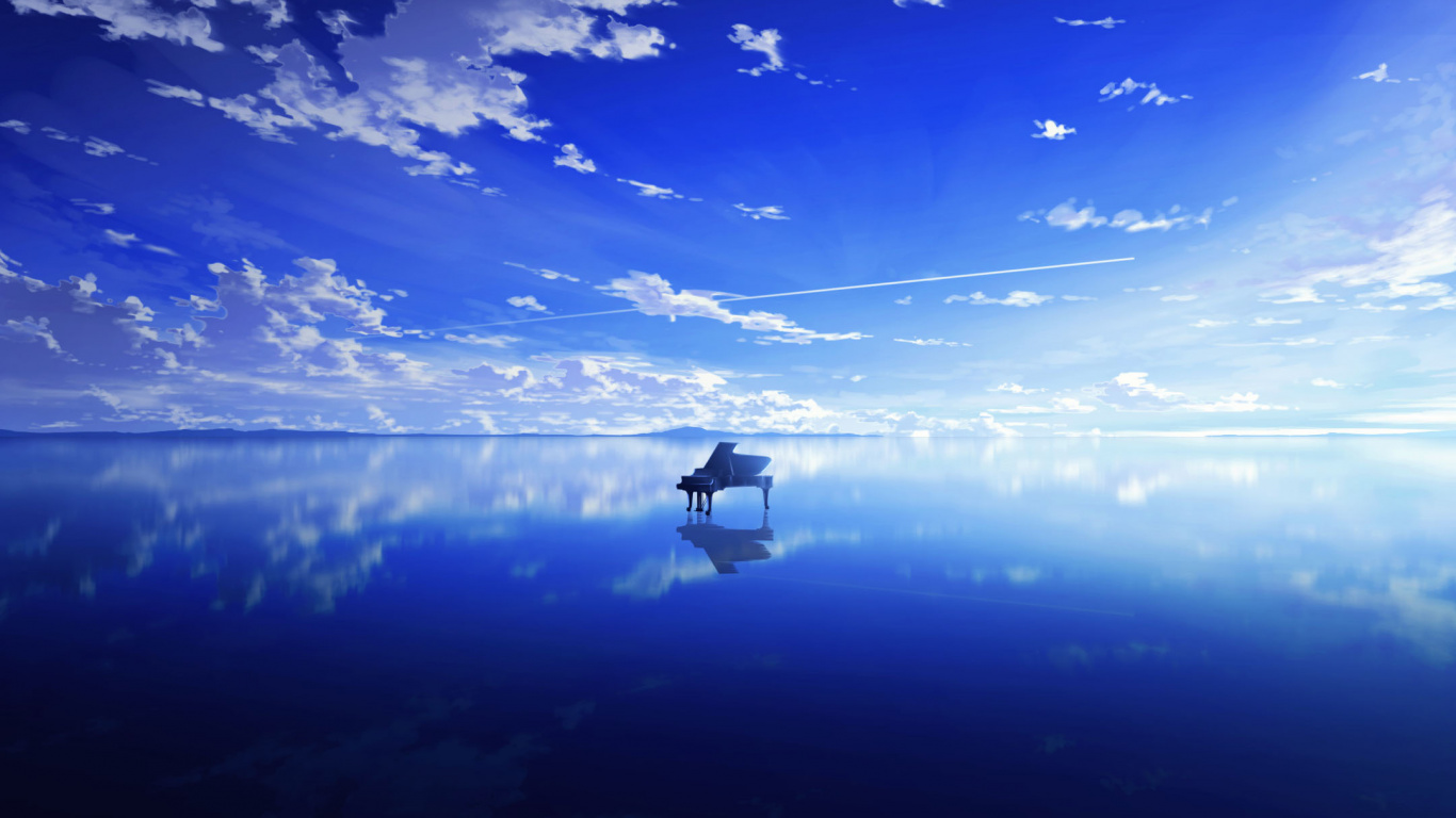 Boot Auf Ruhigem Wasser Unter Blauem Himmel Tagsüber. Wallpaper in 1366x768 Resolution