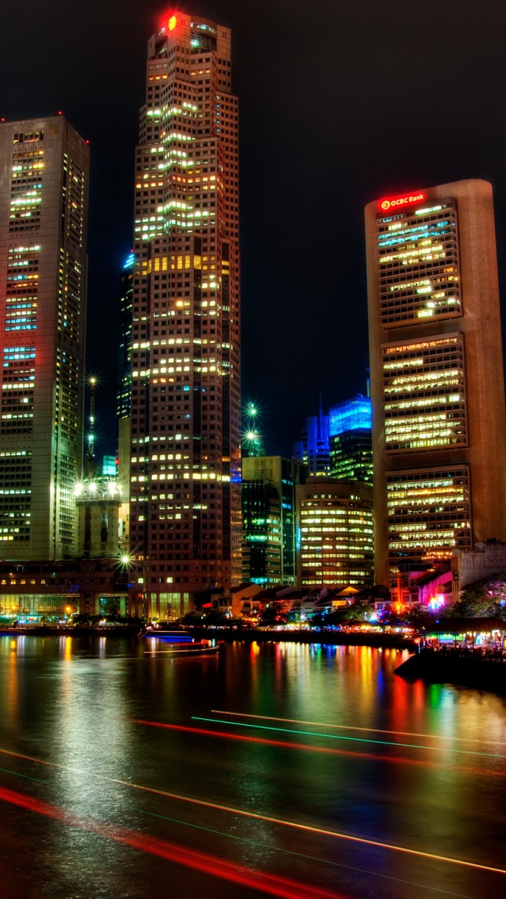 Skyline Der Stadt Bei Nacht Night. Wallpaper in 720x1280 Resolution