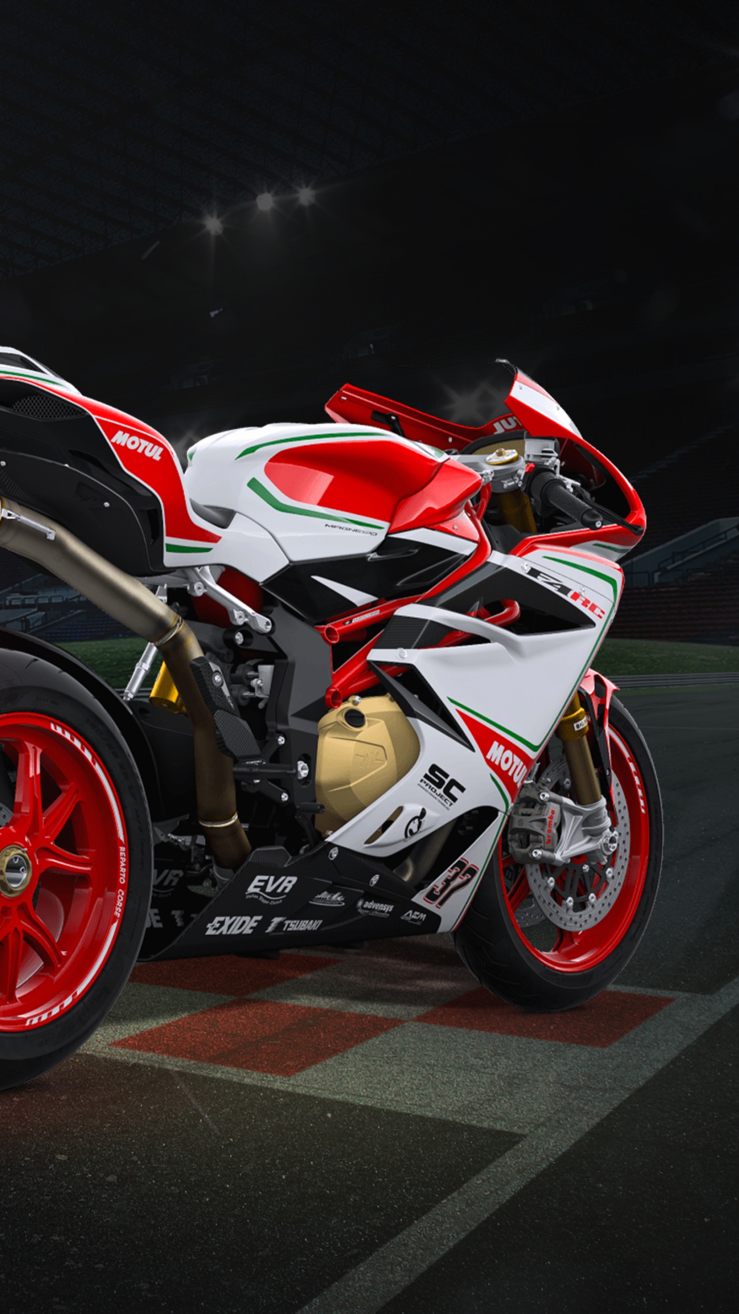 Red and White Sports Bike on Track Field. Wallpaper in 1440x2560 Resolution