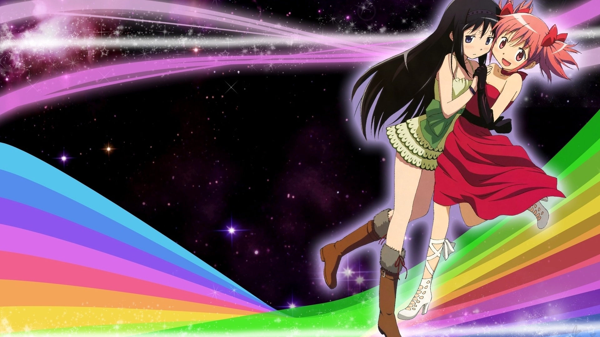 Black Haired Girl in Pink and White Dress Anime Character. Wallpaper in 1920x1080 Resolution