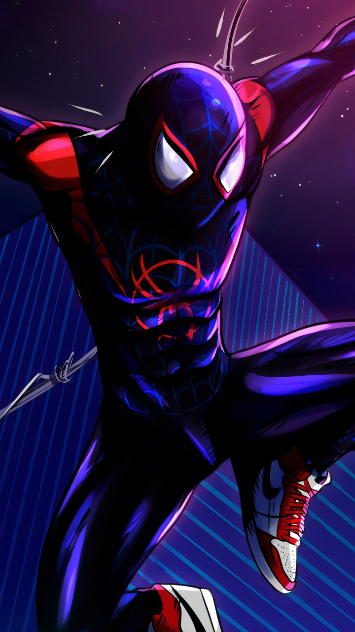 Frau in Schwarz-roter Maske Und Blauer Hose. Wallpaper in 720x1280 Resolution