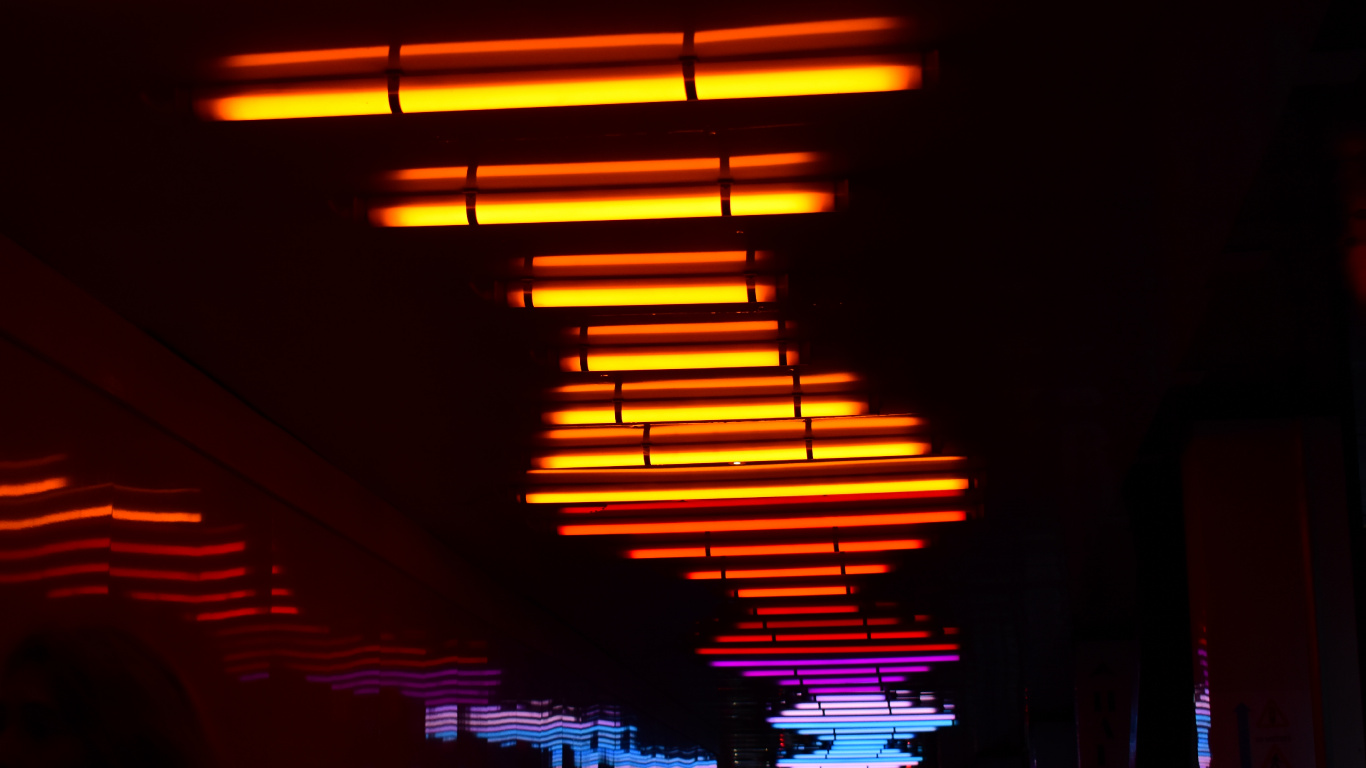 步骤, 天花板, 和阴影的色彩, 建筑, 橙色 壁纸 1366x768 允许