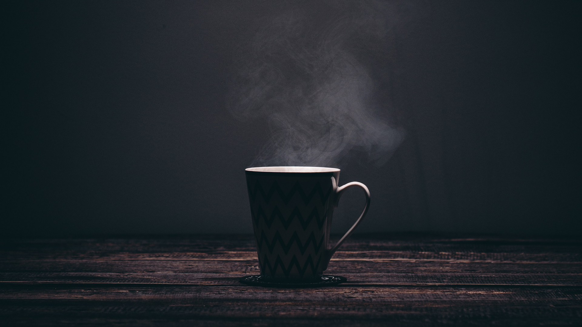 White and Black Ceramic Mug With Smoke. Wallpaper in 1920x1080 Resolution