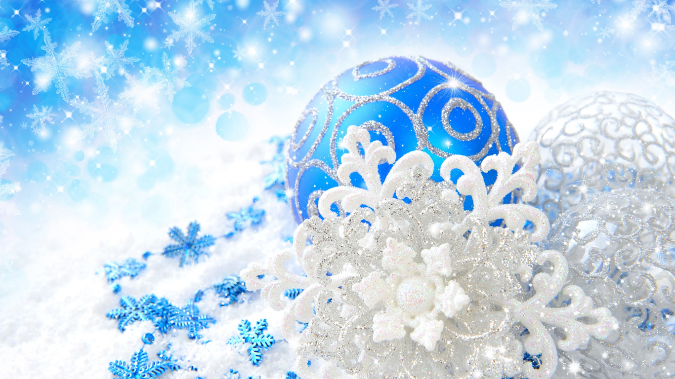 Schneeflocke, Weihnachten, Tag, Tageszeit, Himmel. Wallpaper in 1366x768 Resolution