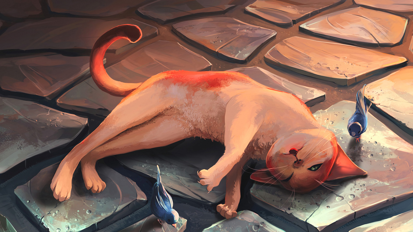 Brown Short Coated Dog on Brown Wooden Floor. Wallpaper in 1366x768 Resolution