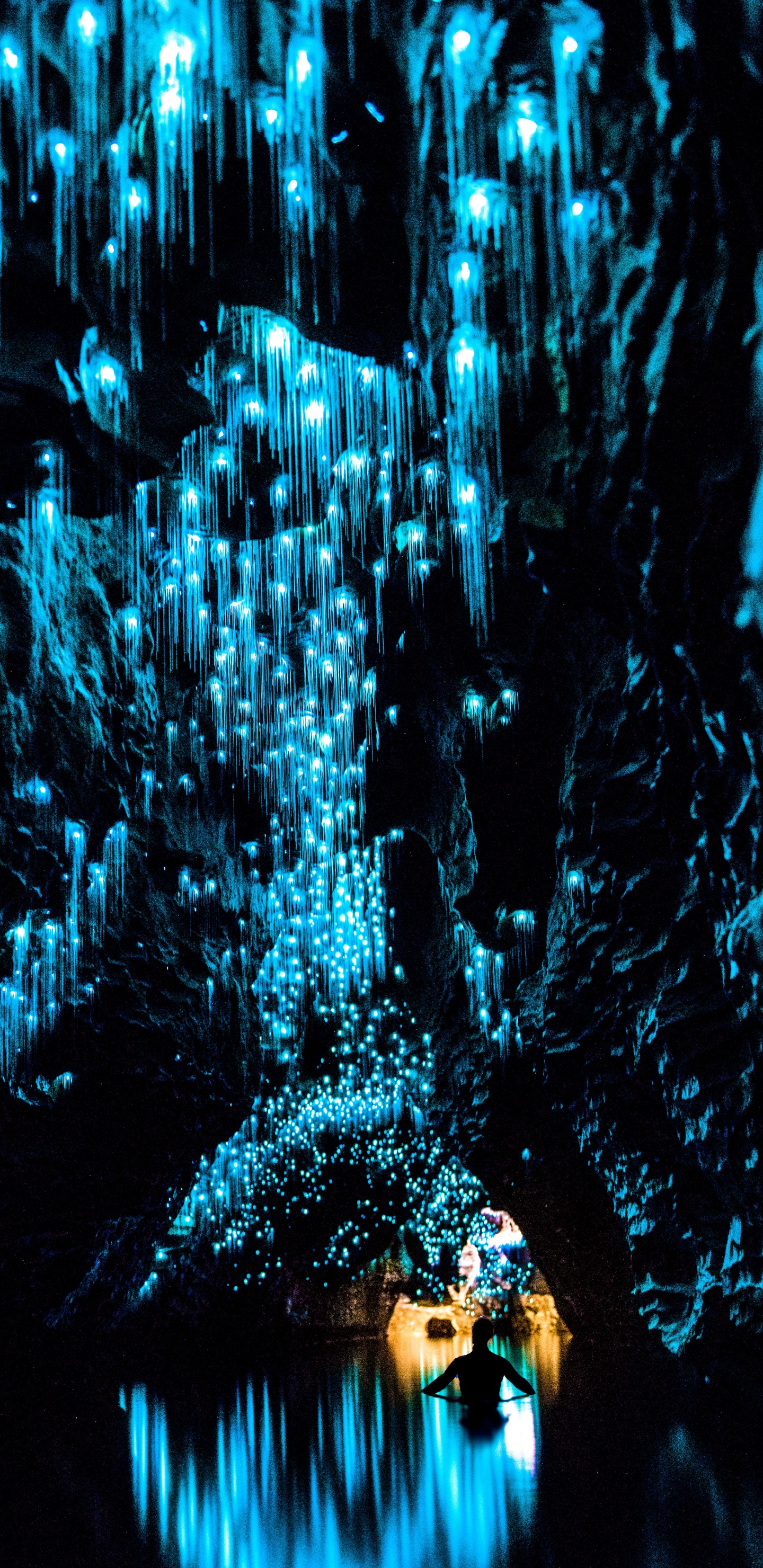 洞穴, 光, 电蓝色的, 形成 壁纸 1440x2960 允许