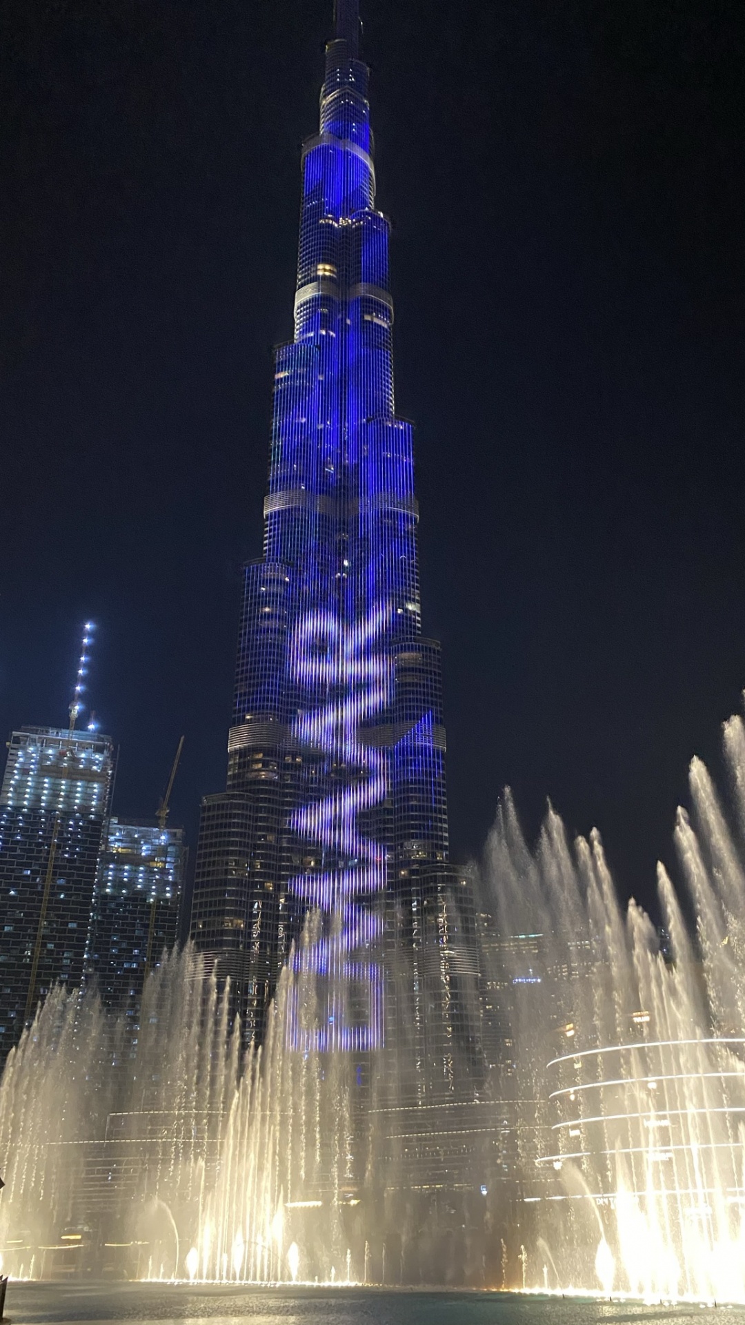 Dubai, Burj Khalifa, Landmark, Water, Night. Wallpaper in 1080x1920 Resolution