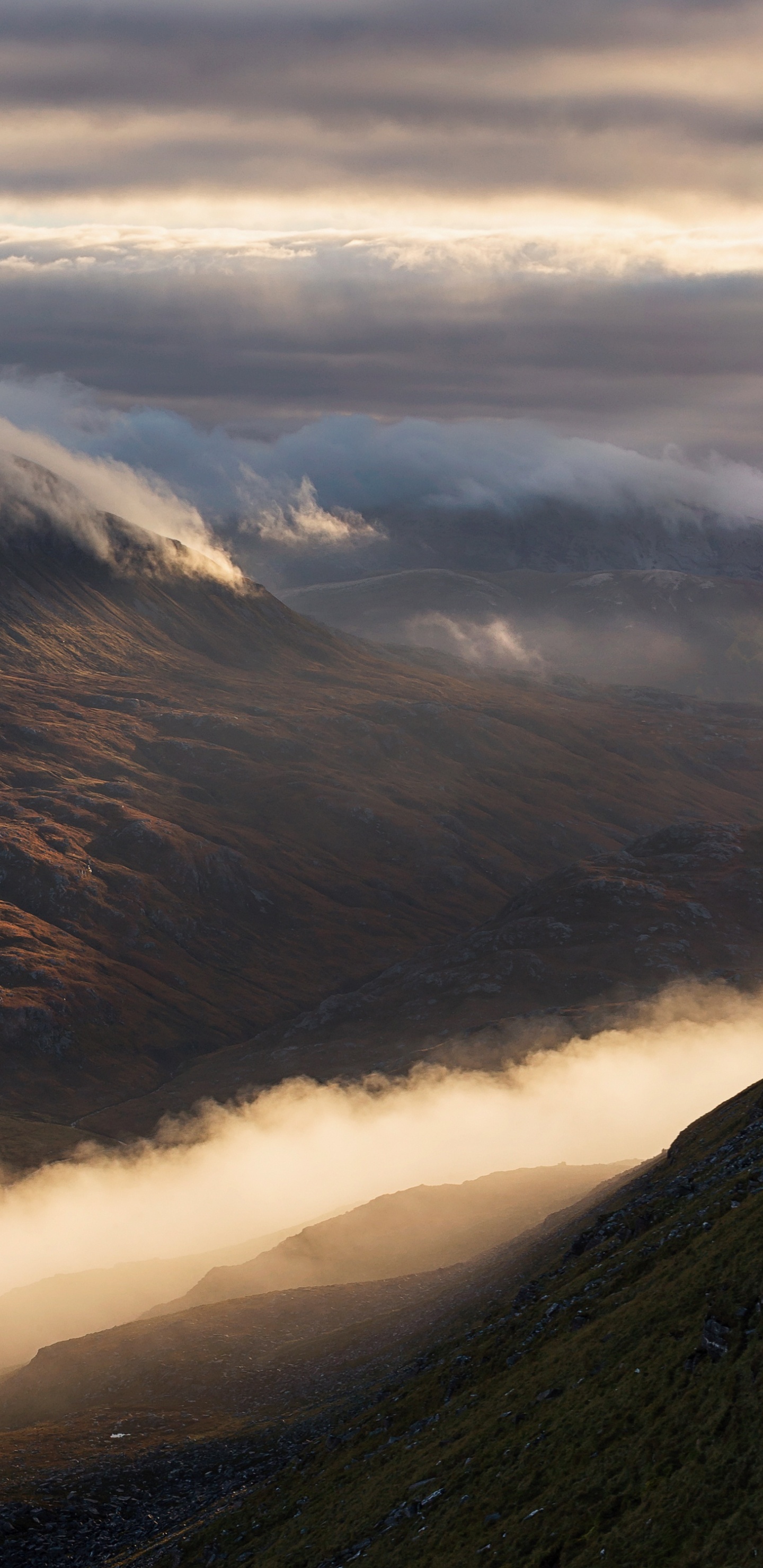 Brown and Green Mountains Under White Clouds During Daytime. Wallpaper in 1440x2960 Resolution