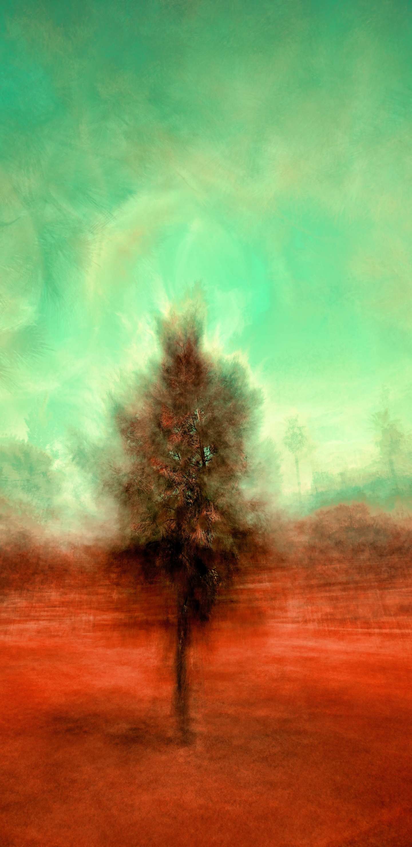 Green and Blue Smoke Painting. Wallpaper in 1440x2960 Resolution