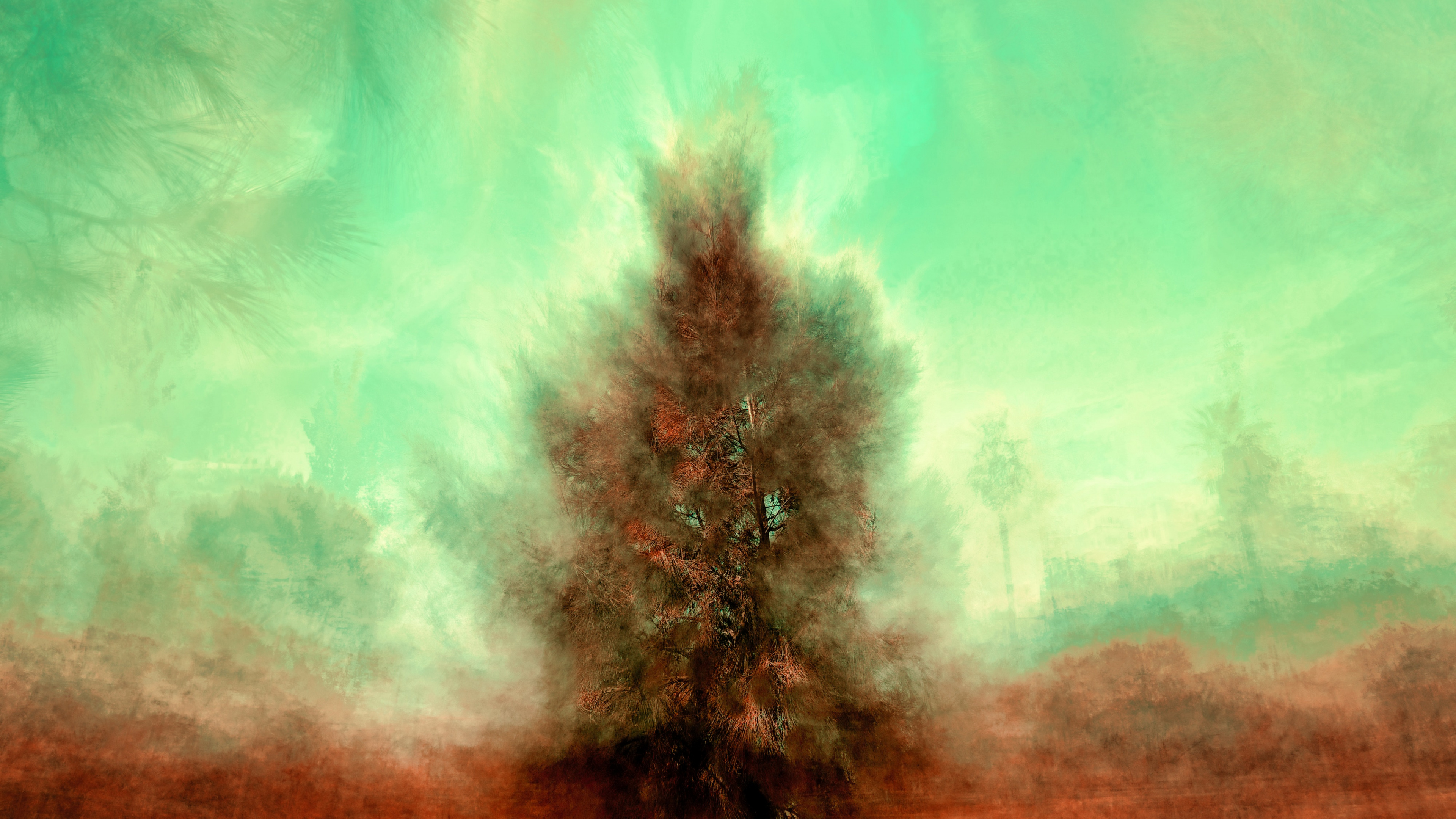 Green and Blue Smoke Painting. Wallpaper in 3840x2160 Resolution