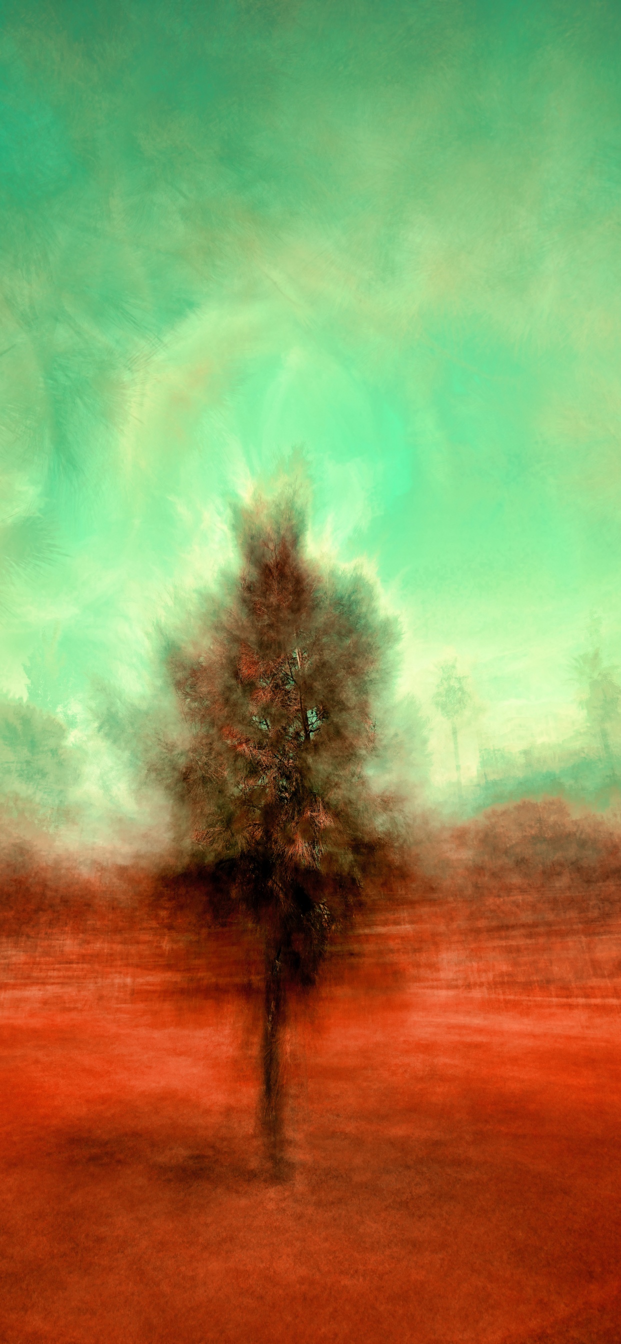 Pintura de Humo Verde y Azul. Wallpaper in 1242x2688 Resolution