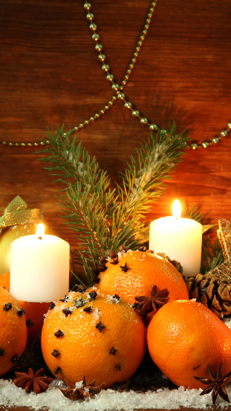 Christmas Day, Still Life, Gourd, Candle, Vegetable. Wallpaper in 750x1334 Resolution