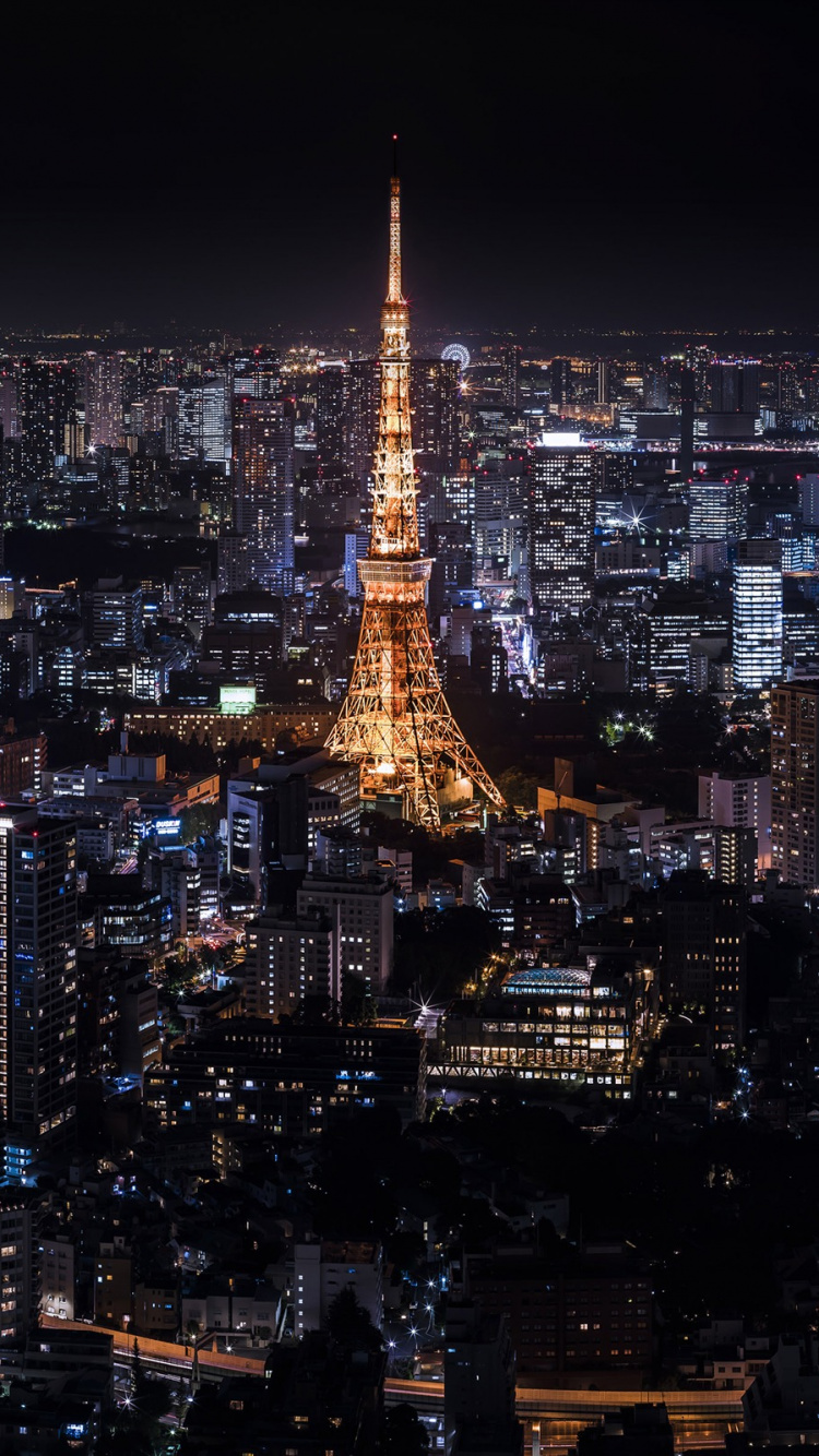 Eiffelturm in Paris Während Der Nacht. Wallpaper in 750x1334 Resolution
