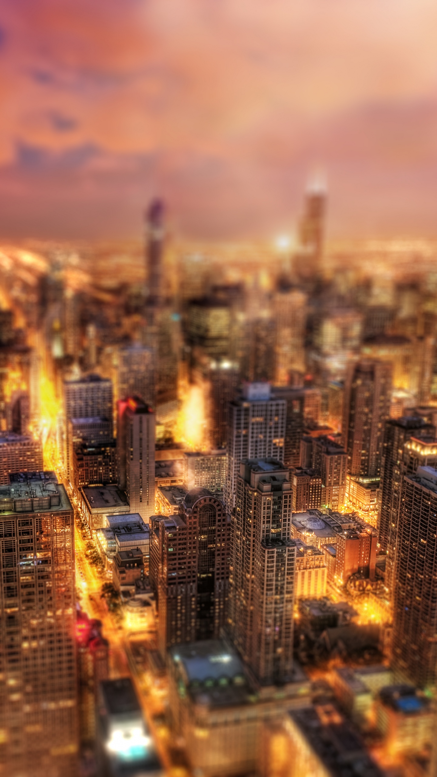 Vue Aérienne Des Bâtiments de la Ville Pendant la Nuit. Wallpaper in 1440x2560 Resolution