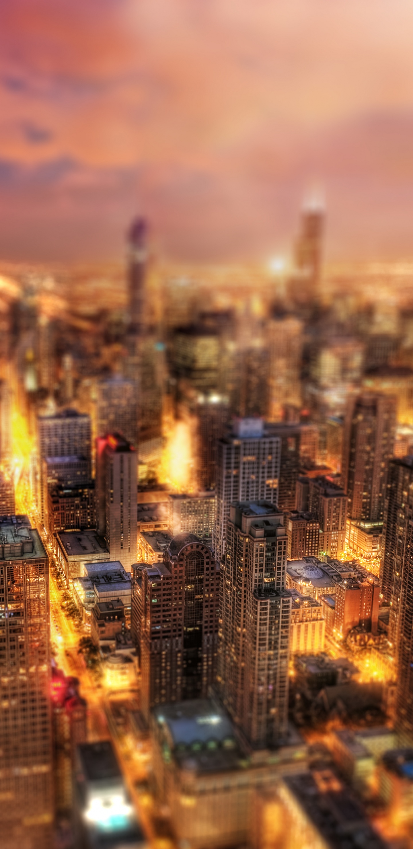 Vue Aérienne Des Bâtiments de la Ville Pendant la Nuit. Wallpaper in 1440x2960 Resolution