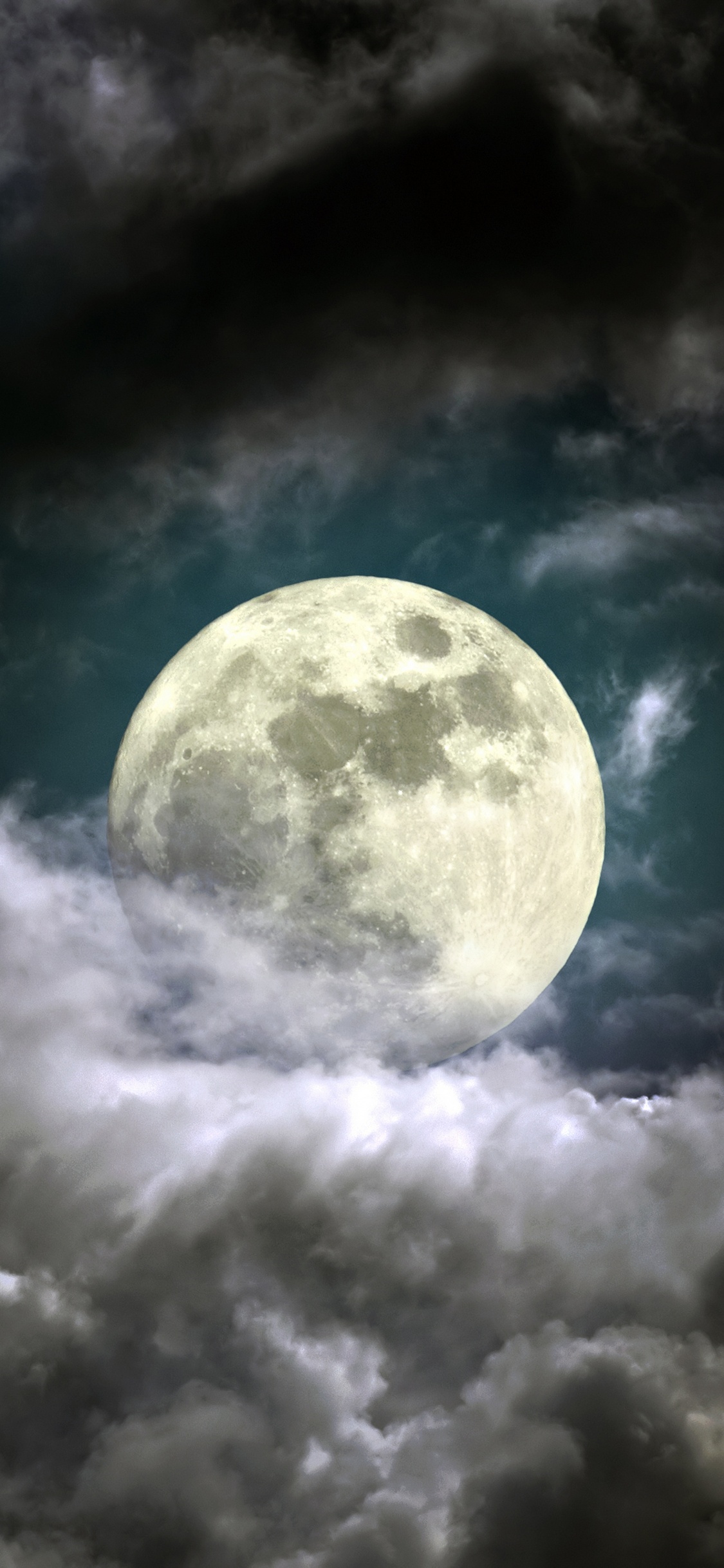 月亮, 满月, 超级月亮, 夜晚的天空, 性质 壁纸 1125x2436 允许