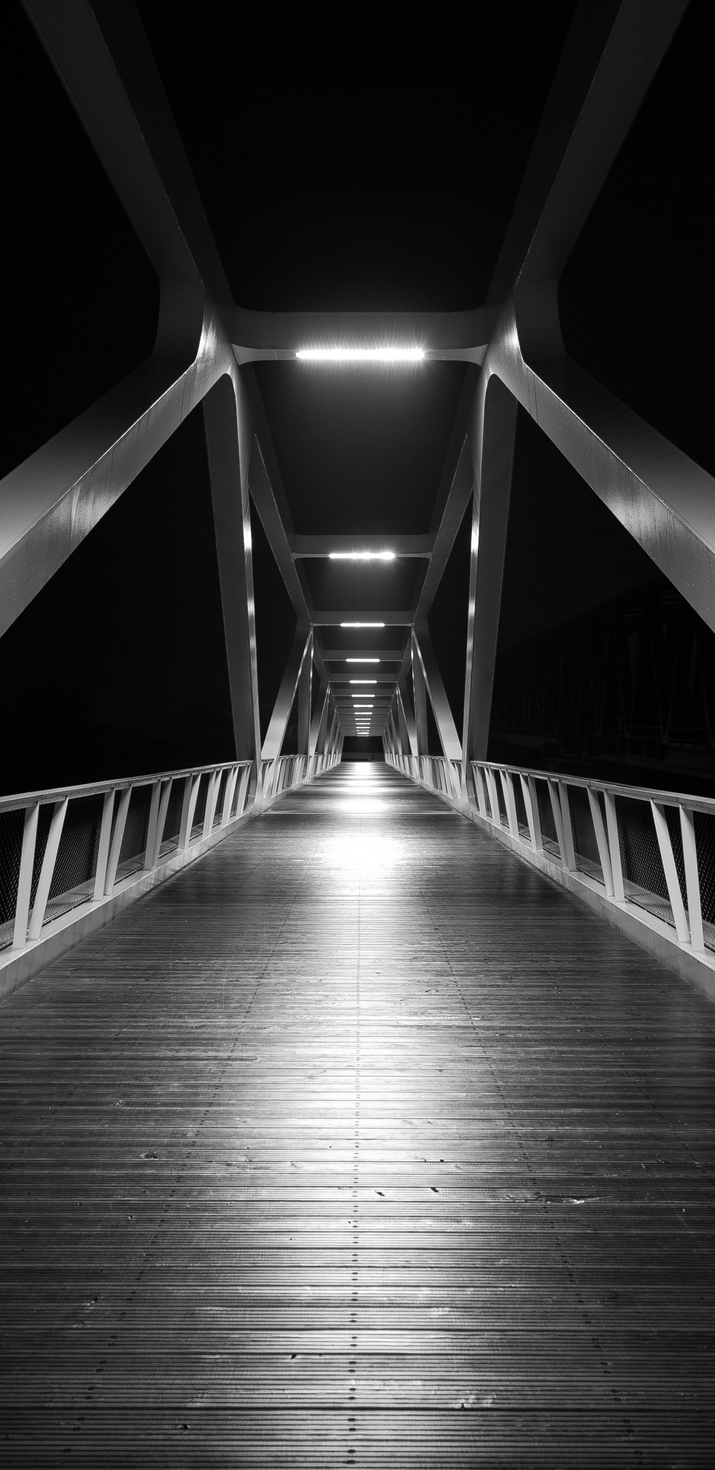 Grayscale Photo of a Bridge. Wallpaper in 1440x2960 Resolution