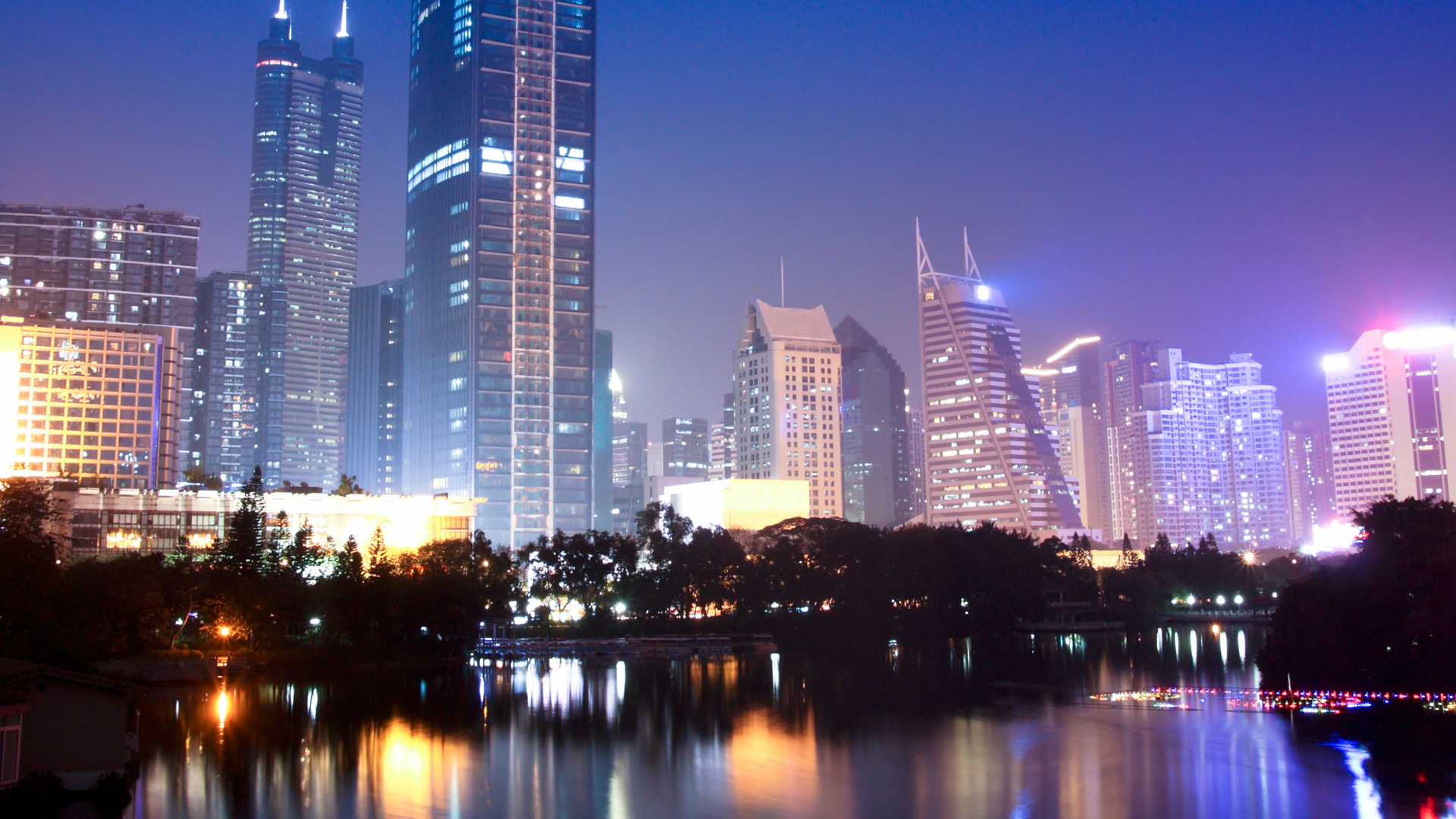 City Skyline During Night Time. Wallpaper in 1920x1080 Resolution