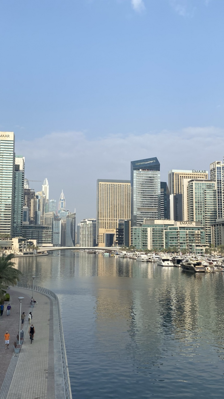 Dubai, Dubai Marina, Water, Tower Block, Daytime. Wallpaper in 750x1334 Resolution