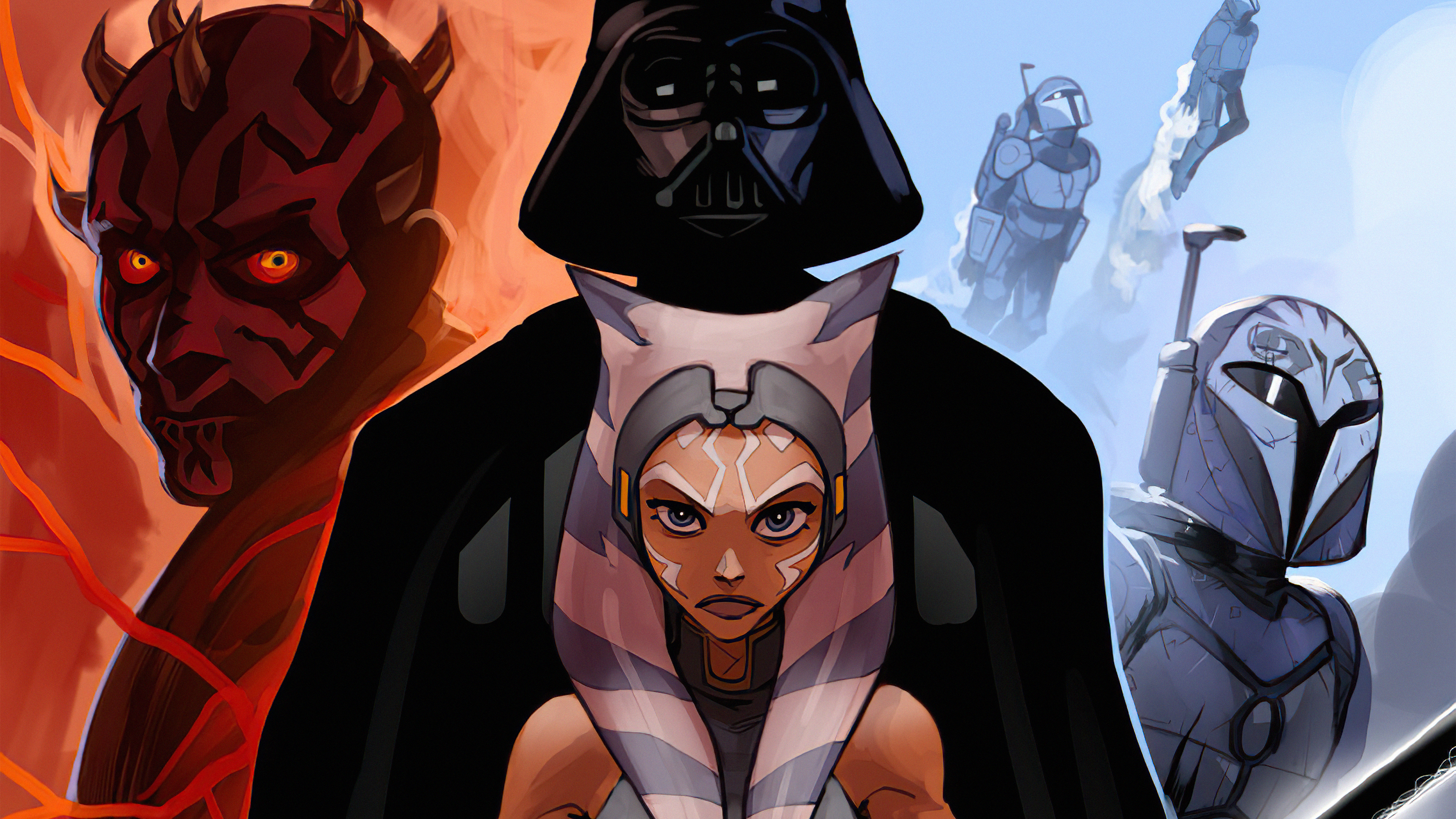 Darth Maul Darth Vader, David Prowse, Darth Vader, Darth Maul, Star Wars The Clone Wars. Wallpaper in 3840x2160 Resolution