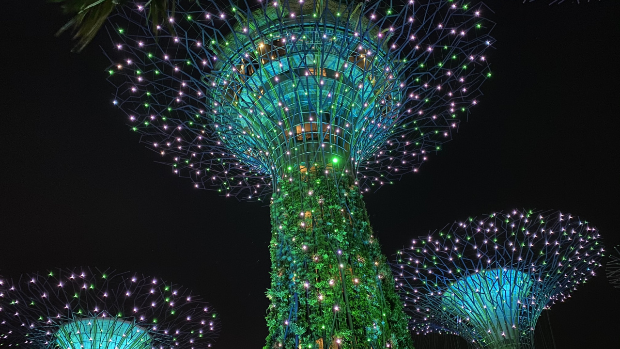 Singapur, Weihnachtsbeleuchtung, Erde, Gr, Kunst. Wallpaper in 1280x720 Resolution