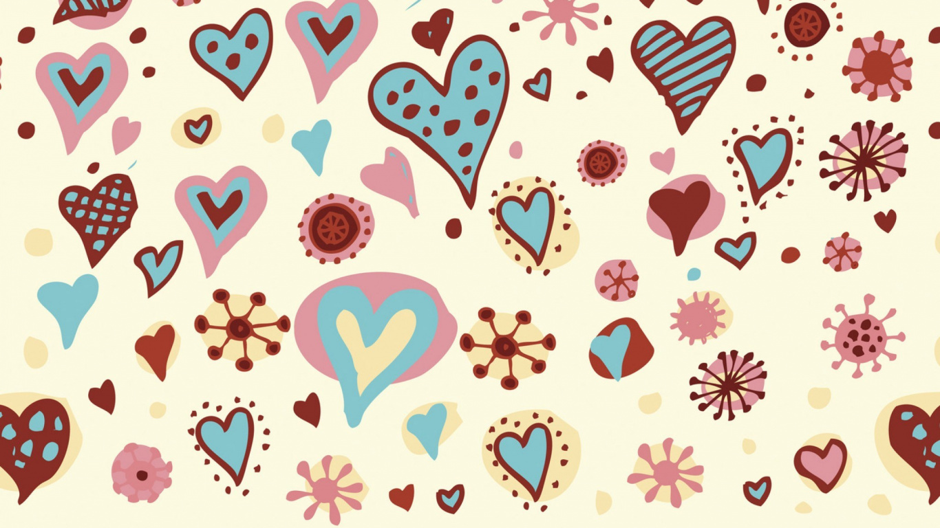 Herzen, Muster, Design, Cliparts, Illustration. Wallpaper in 1366x768 Resolution