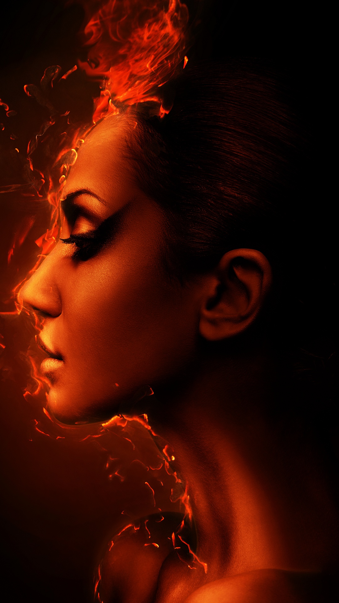 Chica Ardiente, Retrato, Encendedor, Entrecejo, Nariz. Wallpaper in 1080x1920 Resolution
