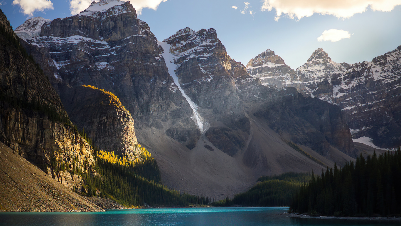 Moraine Lake, Kluane See, See, Wasser, Cloud. Wallpaper in 1366x768 Resolution