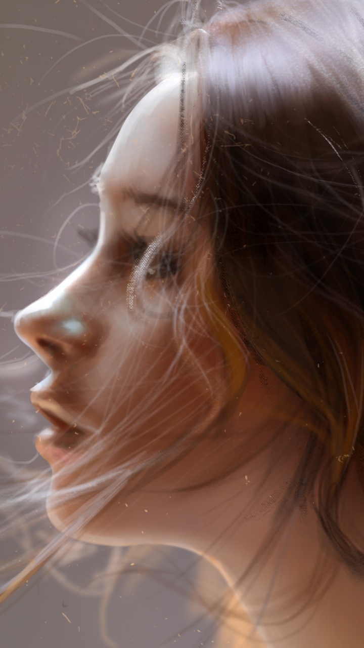 Woman With Brown Hair and White Eyes. Wallpaper in 720x1280 Resolution