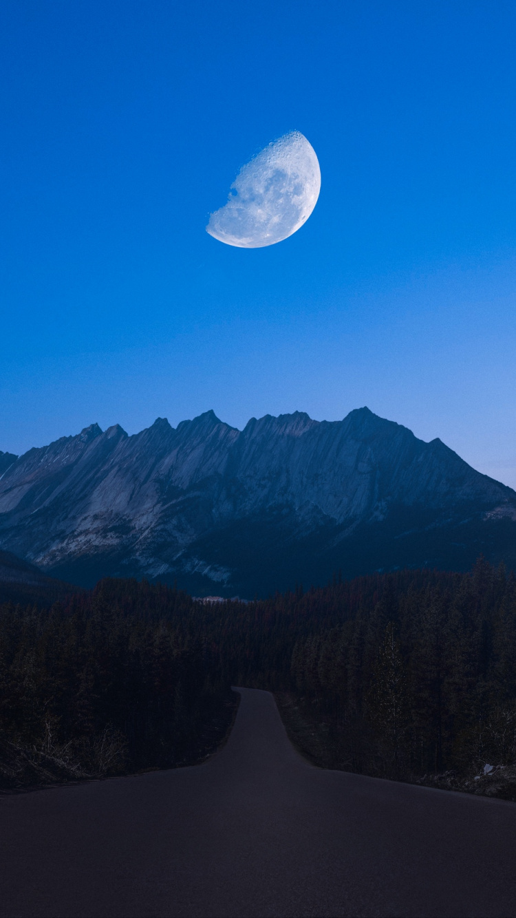 Luna, Idea, Teléfono, Azul, Las Formaciones Montañosas. Wallpaper in 750x1334 Resolution