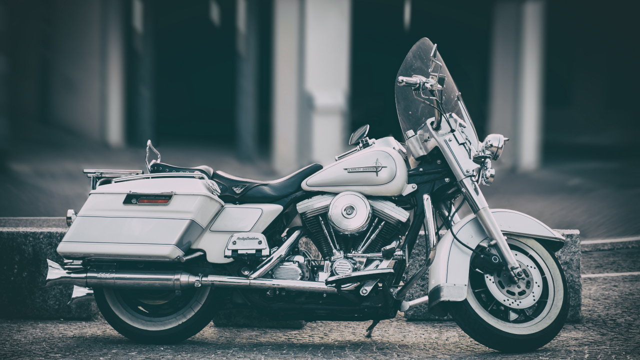 Photo en Niveaux de Gris D'une Moto Cruiser. Wallpaper in 1280x720 Resolution