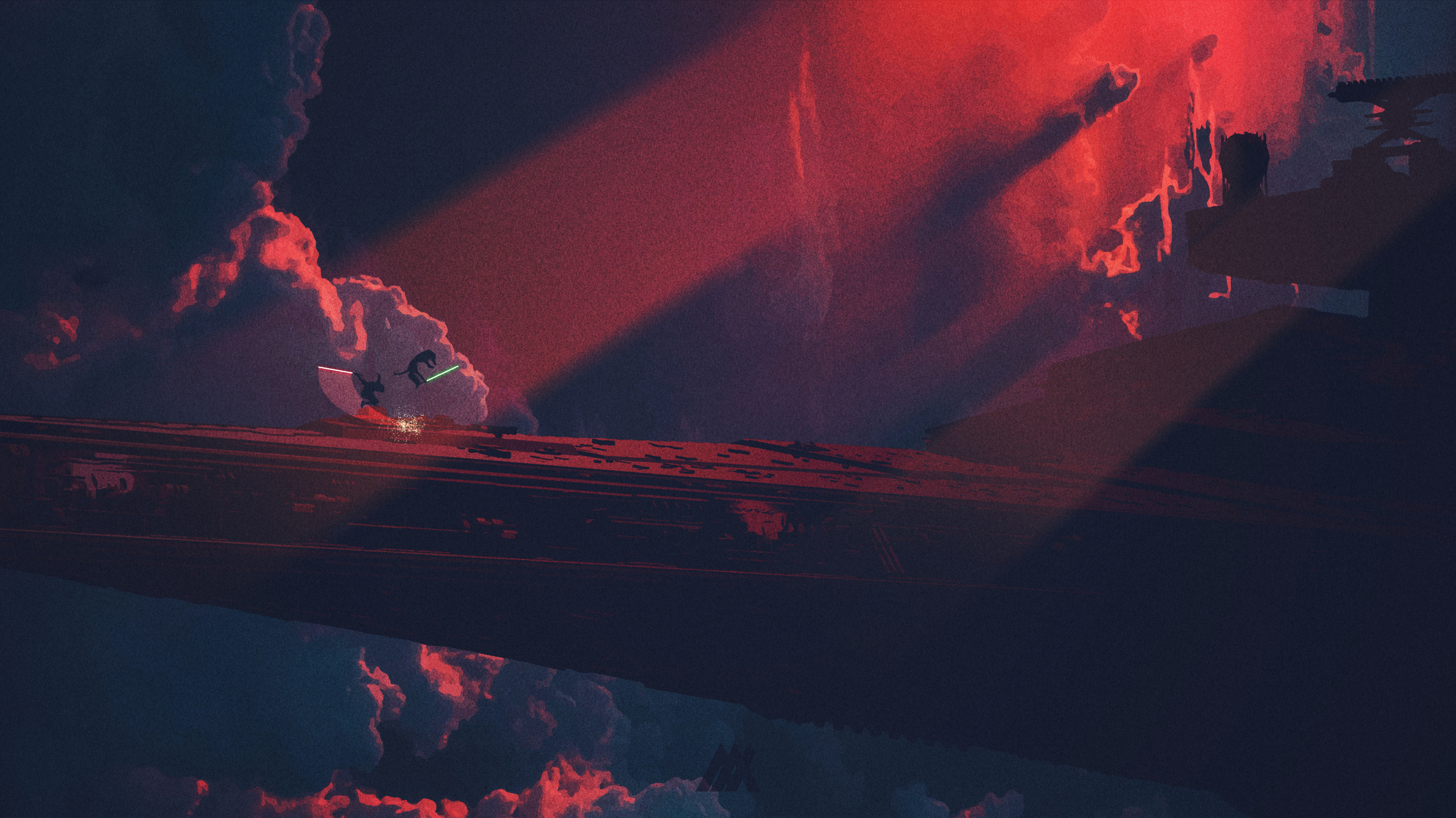 Star Destroyer, Star Wars, Digital Art, Red, Performance. Wallpaper in 2560x1440 Resolution