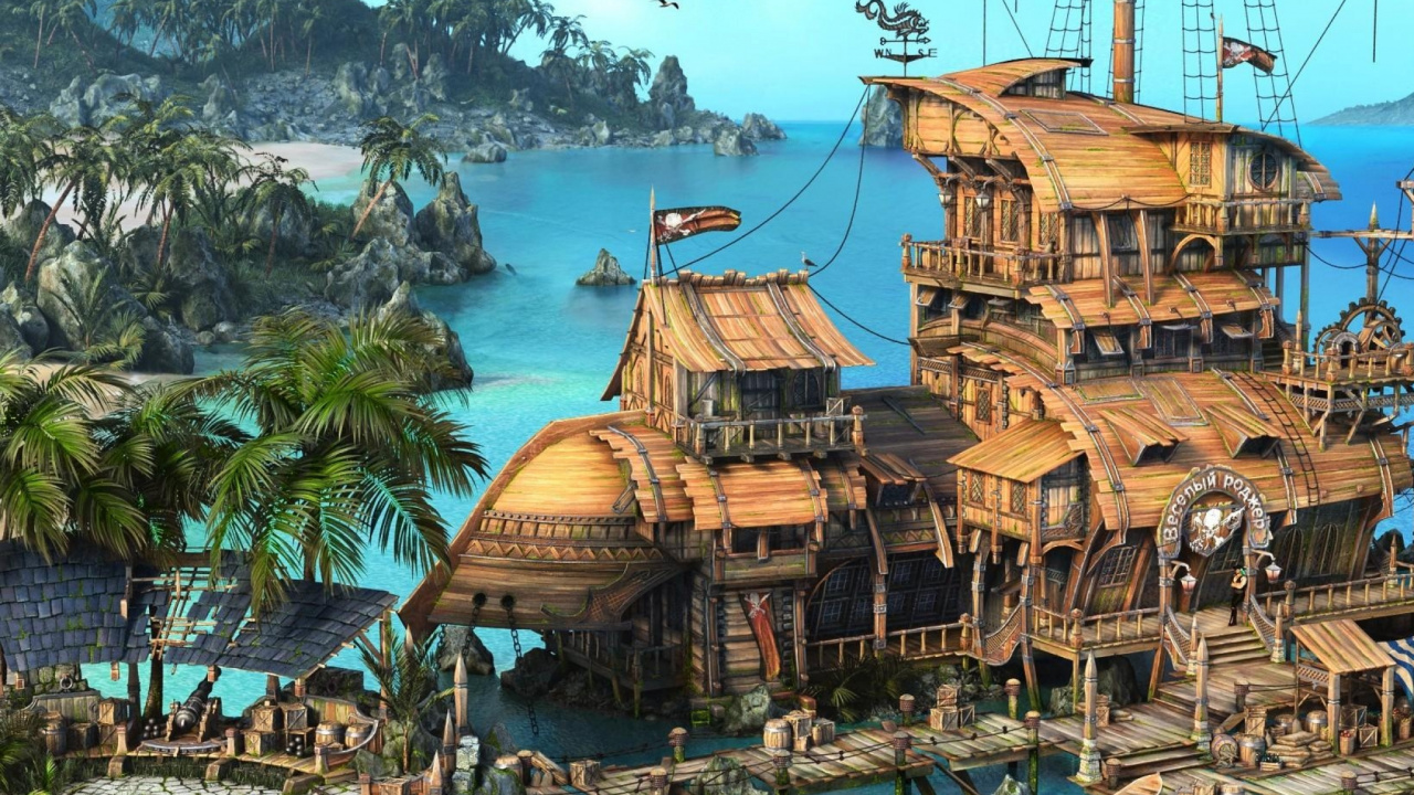 Piracy, Water Park, Amusement Park, Vacation, Ship. Wallpaper in 1280x720 Resolution