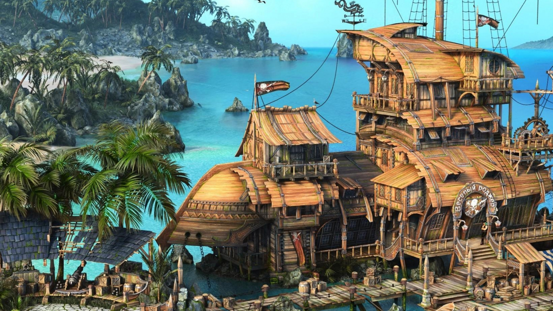 Piracy, Water Park, Amusement Park, Vacation, Ship. Wallpaper in 1920x1080 Resolution
