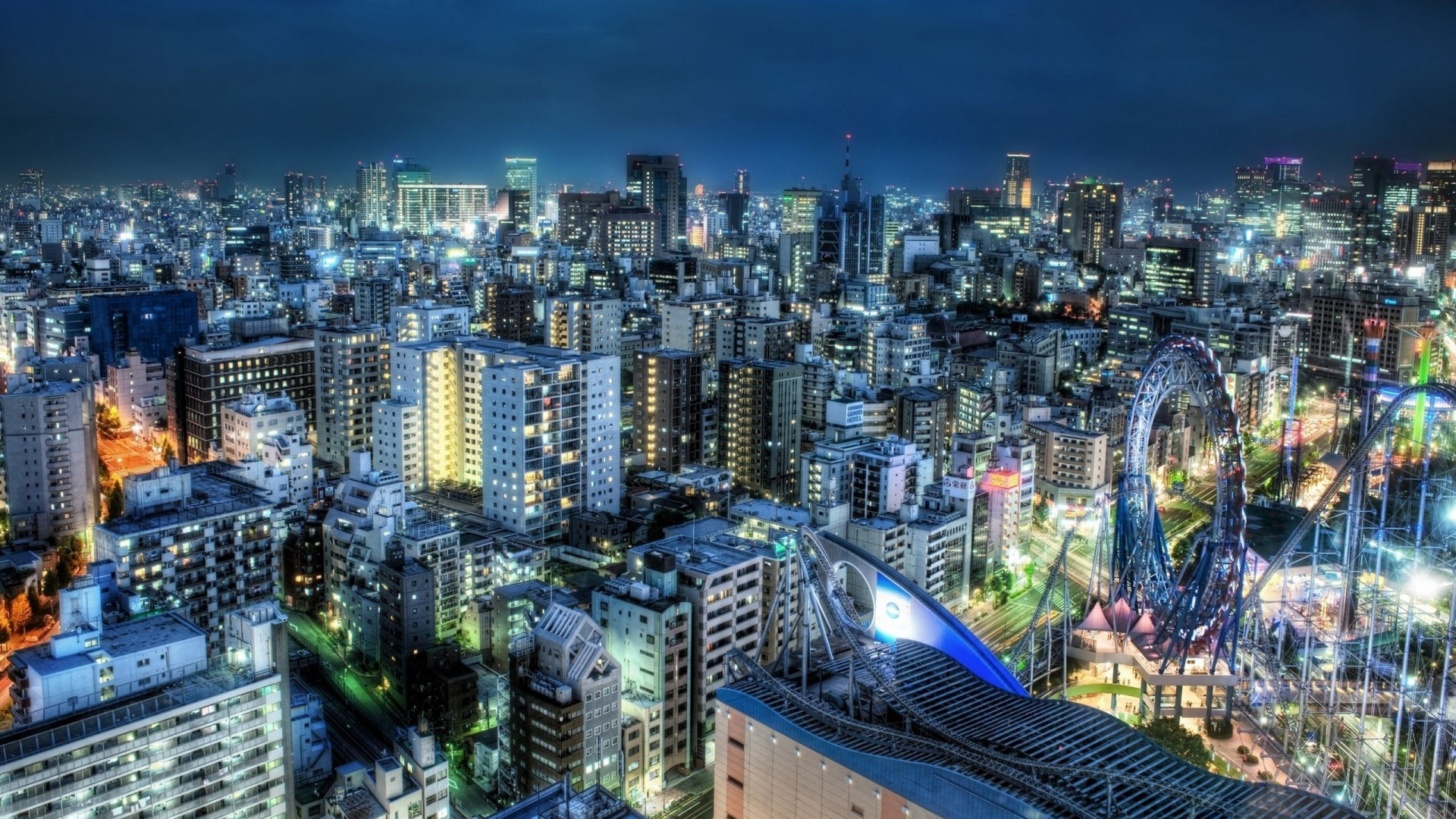 Skyline Der Stadt Bei Nacht Night. Wallpaper in 1920x1080 Resolution