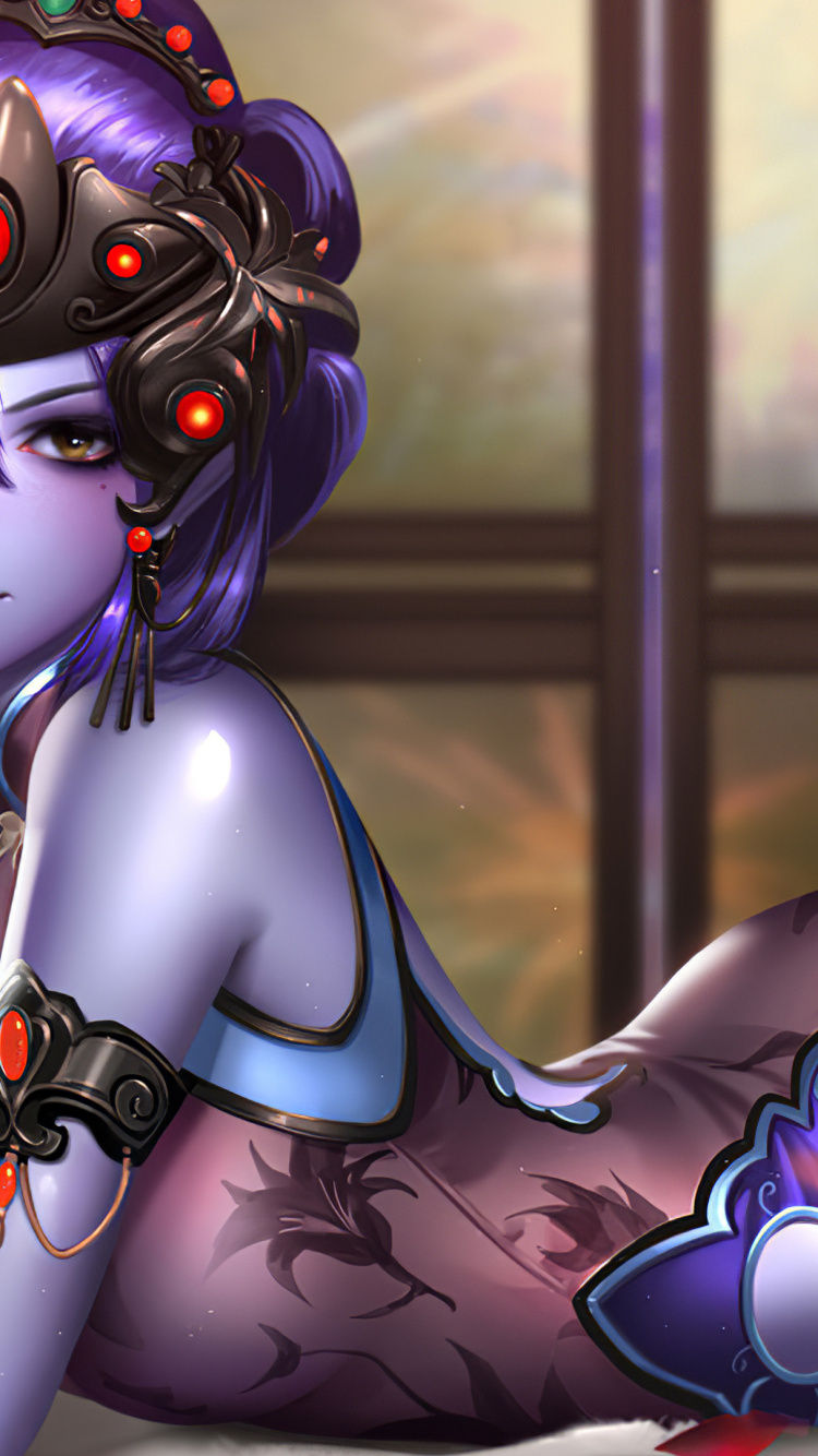 Overwatch Widowmaker Art, Overwatch, Art, Cartoon, Purple. Wallpaper in 750x1334 Resolution